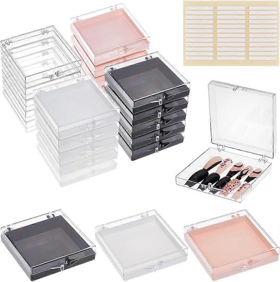 40Pcs/4 Colors Press On Nail Storage Box with 144Pcs Double Sided Adhesive Tape Artificial Nail Display Case Nails Storage Container Box for Home Salo