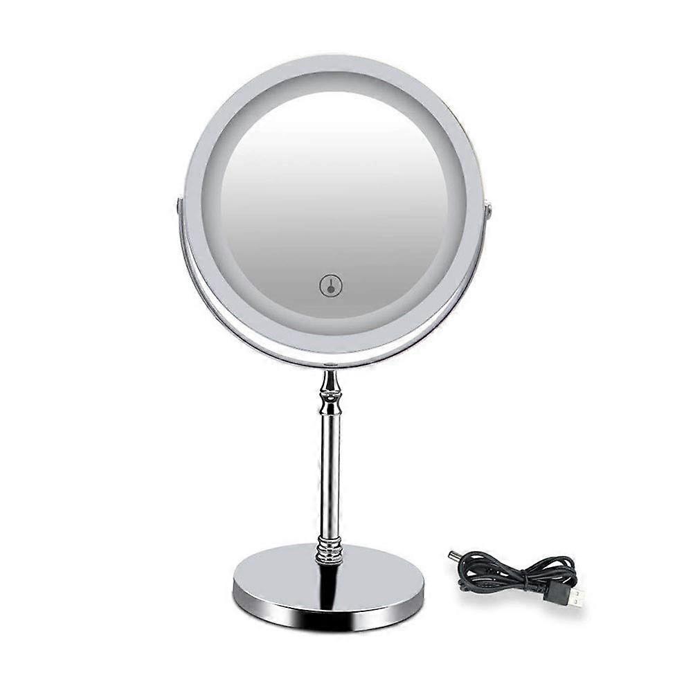 Rechargeable Lighted Makeup Mirror 7 Inch 10X Magnifying Vanity Mirror with Touch Dimming and 360° Rotation