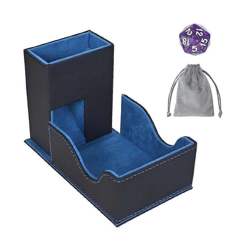 Portable Foldable Dice Roller Tower with Bag PU Leather Dice Tray Convenient Special Design Dices Box for RPG Table Top Gaming