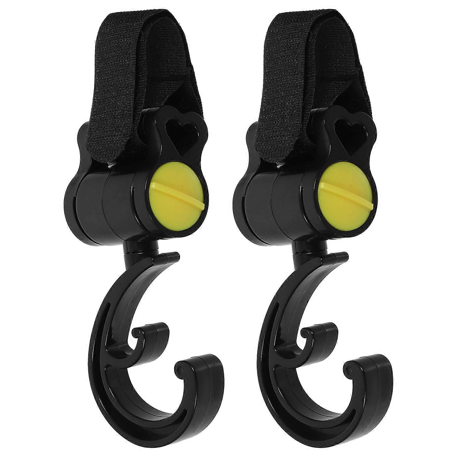 Baby Stroller Hooks Universal Hook for Stroller 2Pcs Rotatable Yellow Accessory
