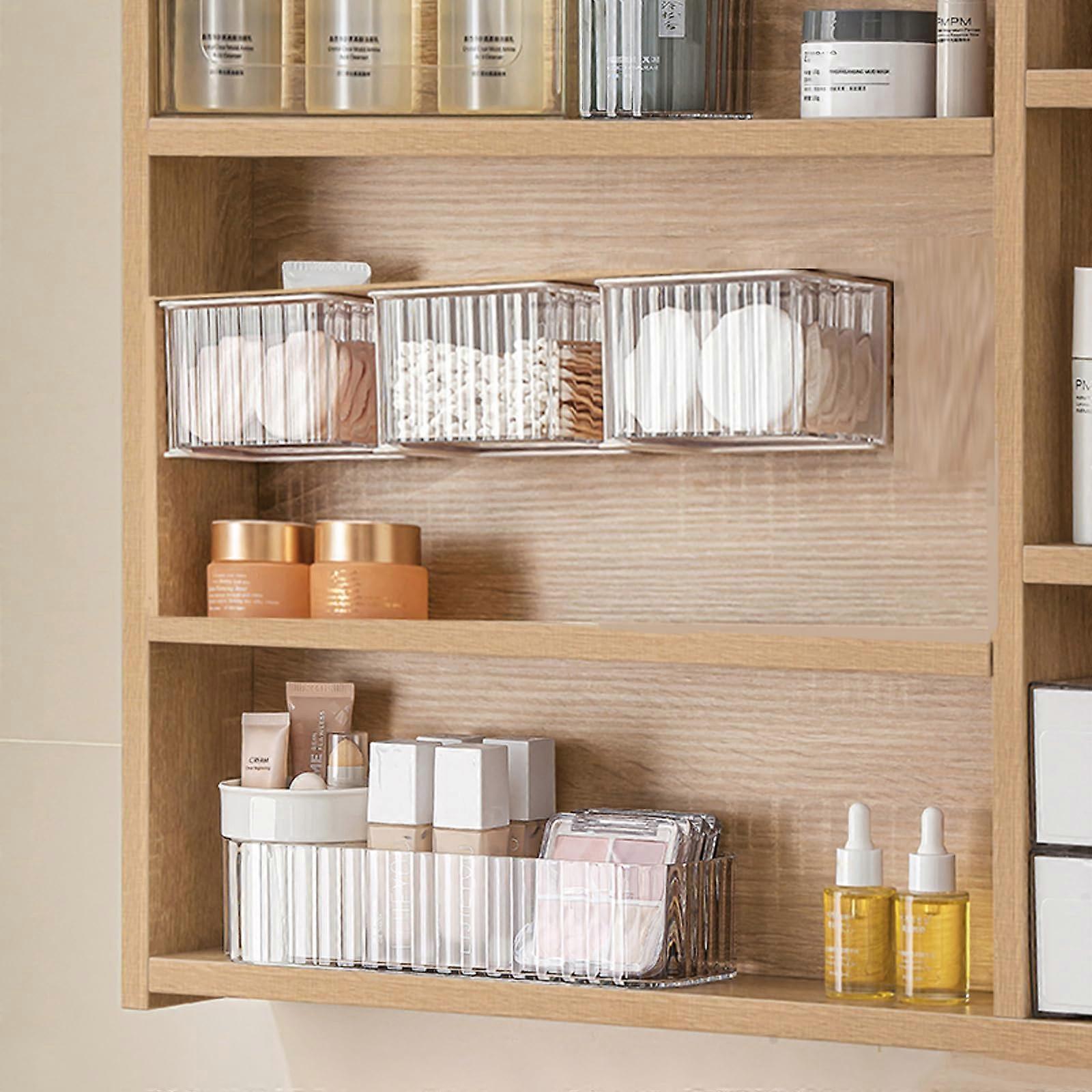 Bathroom Organizer Set with NoDrill Wall Mounted Storage, 360° Rotating Dual Compartments, 3 Pcs