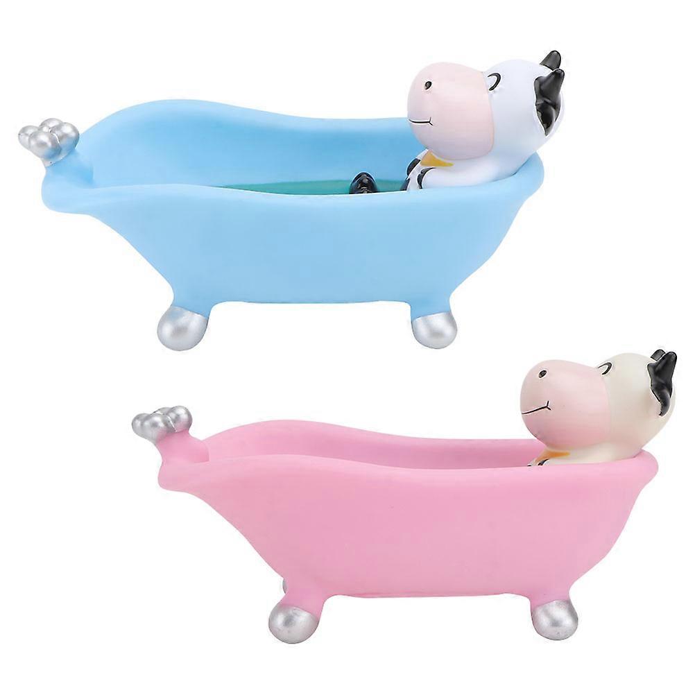 Assorted Color Cartoon Bathtub Soap Box for Bathroom 2Pcs Set