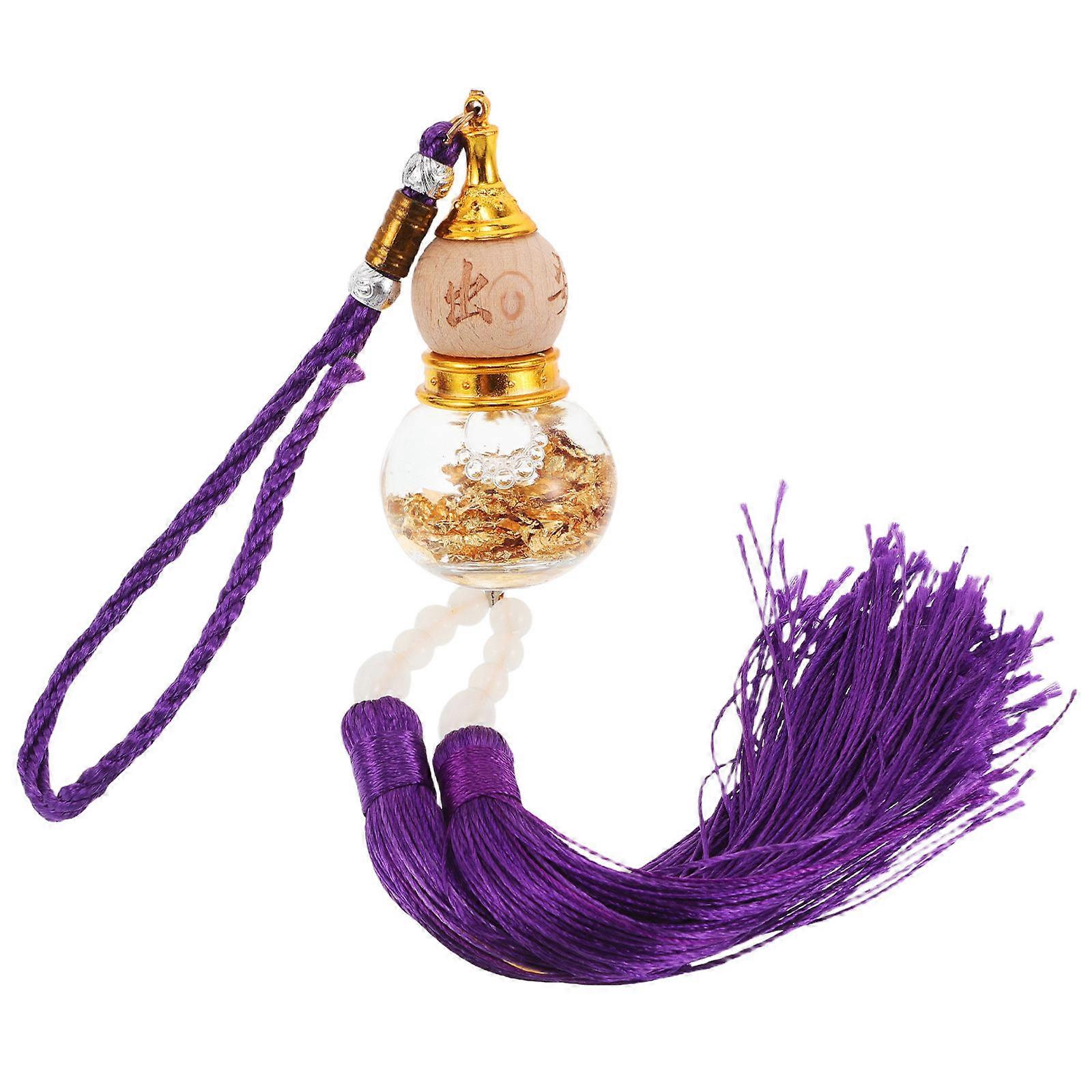 Elegant Glass Gourd Pendant with Double Tassel for Car Use Multi Color Adds Sophistication and