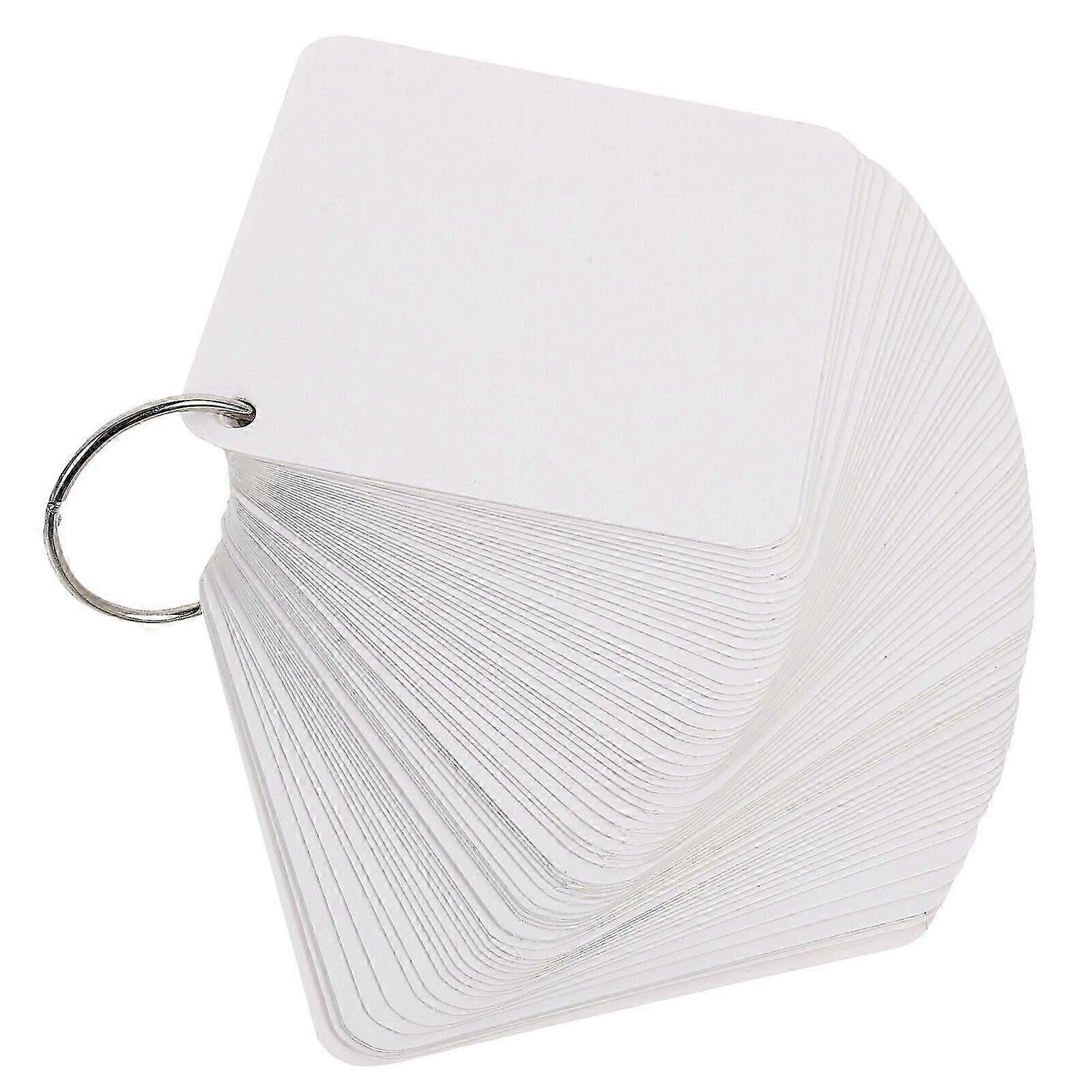 1 Set Blank Flash Cards for Studying Blank Index Notecards Pre Hole Punched Index Cards with Metal Binder Rings9.8X9.8X0.01CMWhite  A-S Edition 1212