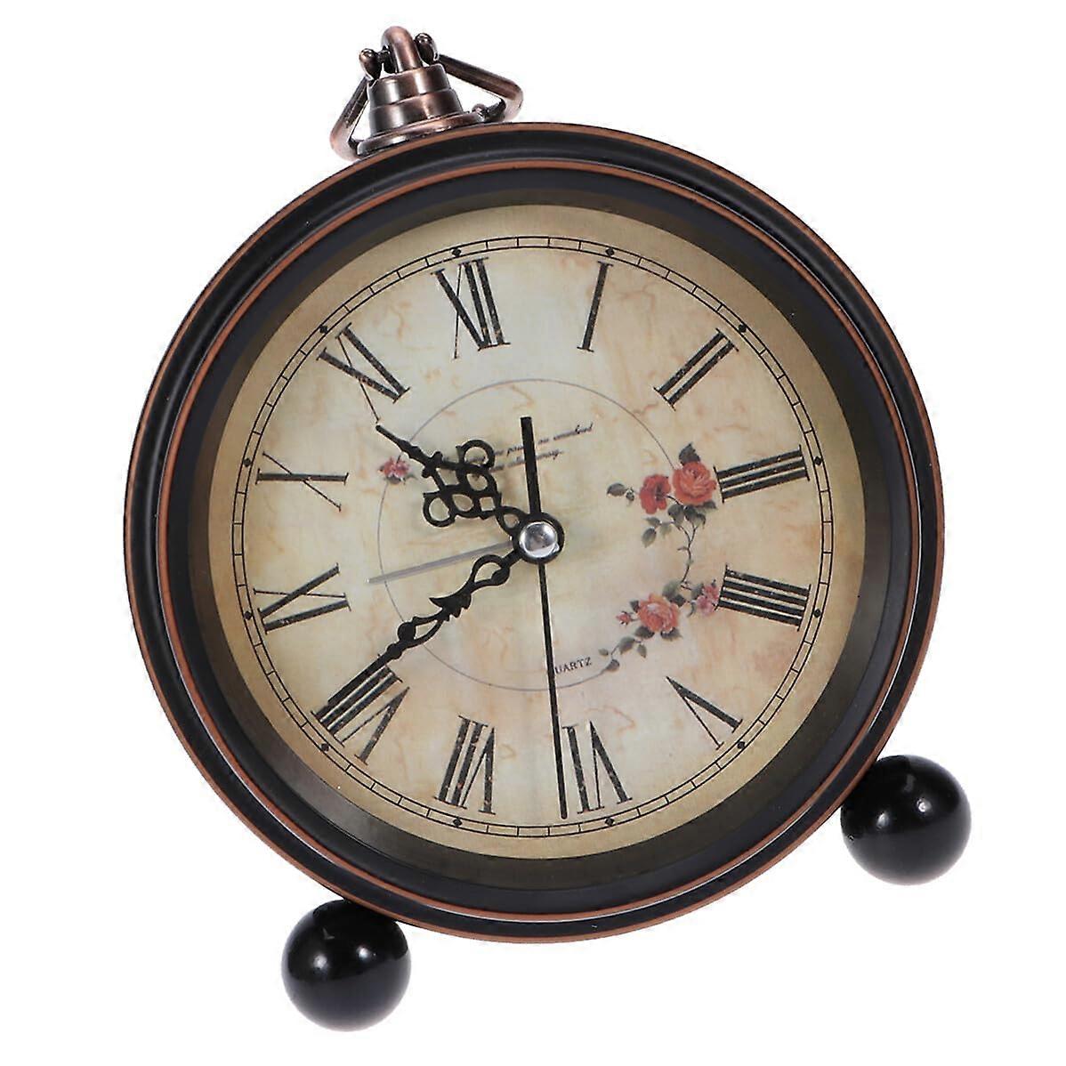 Retro Alarm Clock with Silent Quartz Movement Vintage Non Ticking Desk and Wall Clock for Bedroom Decor