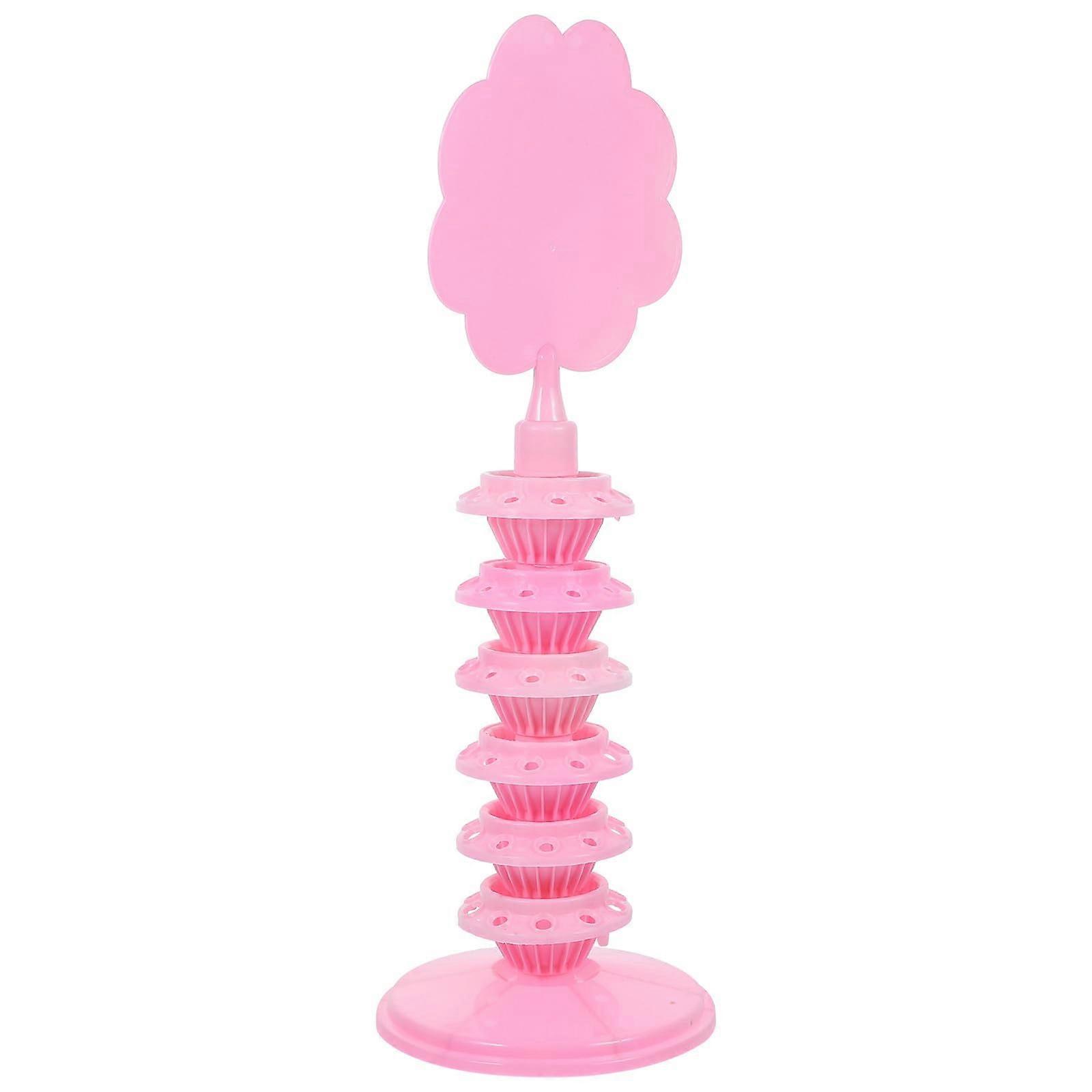 Adjustable Height Pink Cake Pop Stand and Lollipop Holder with Round Base for Weddings and Birthdays