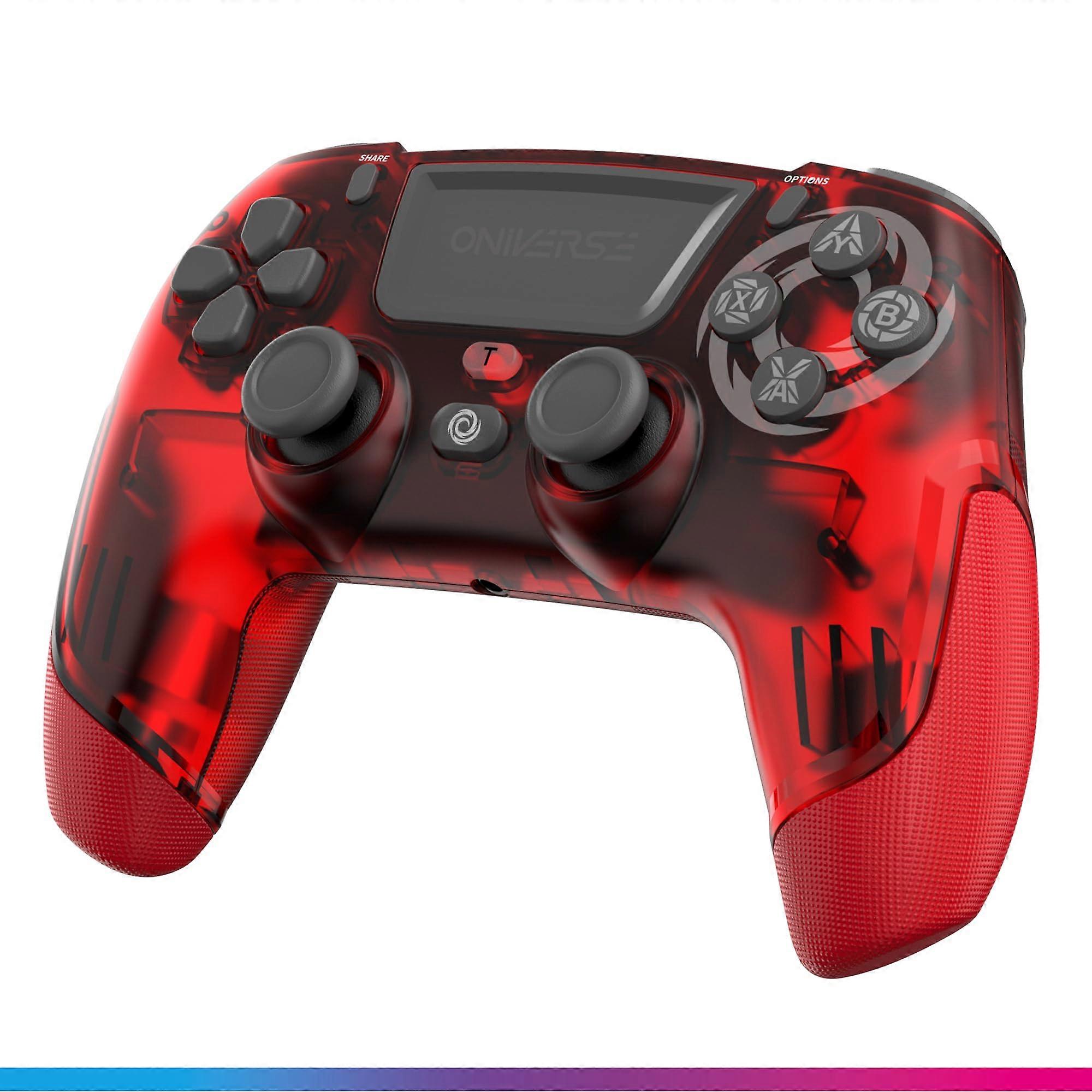 Wireless Game Controller with Hall Effect Joysticks, Rear Buttons, MultiPlatform, Mars Red for PS4