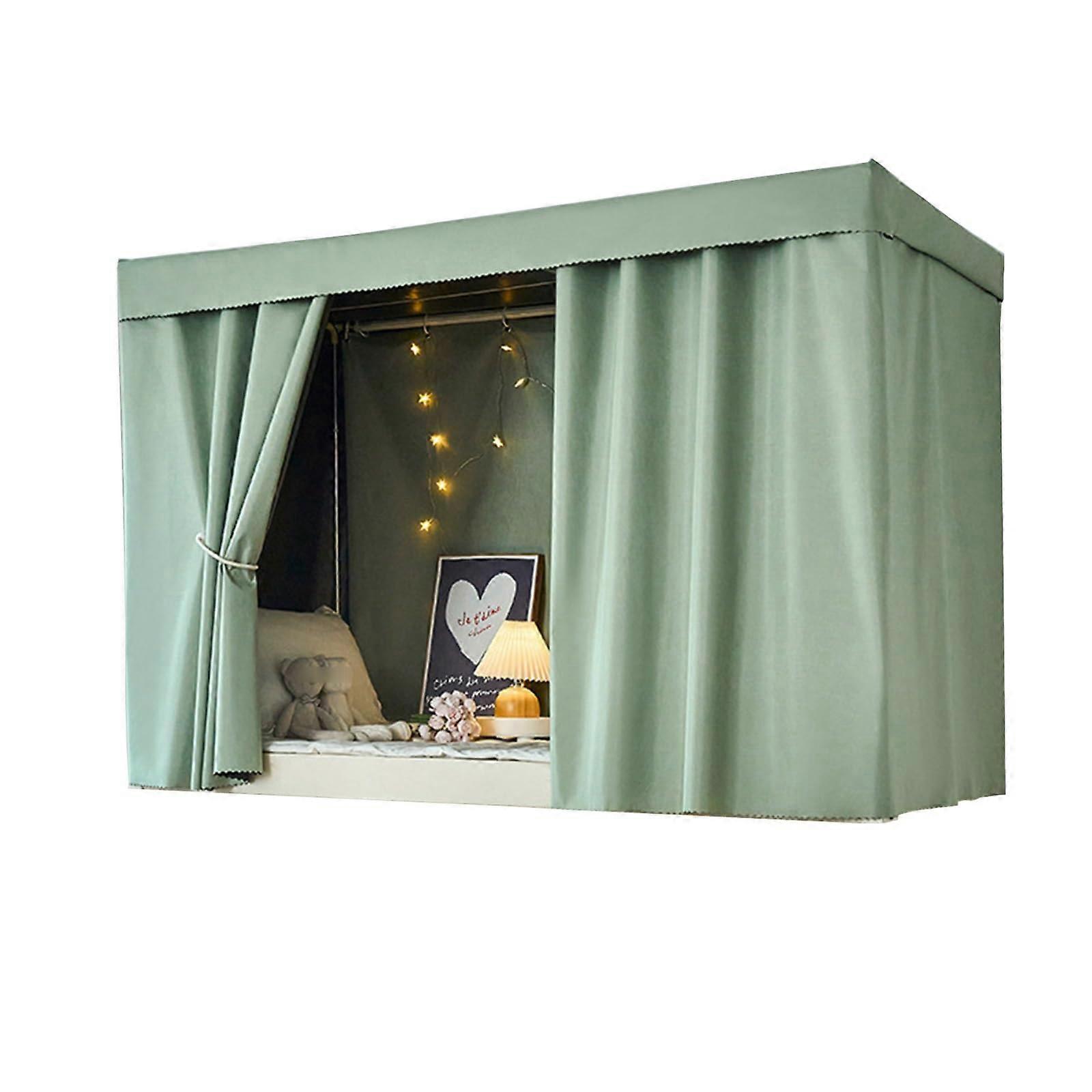 Bunk Bed Privacy Curtain Single Side for Dorm, Blackout Light Blocking Easy Install 1.5M Green
