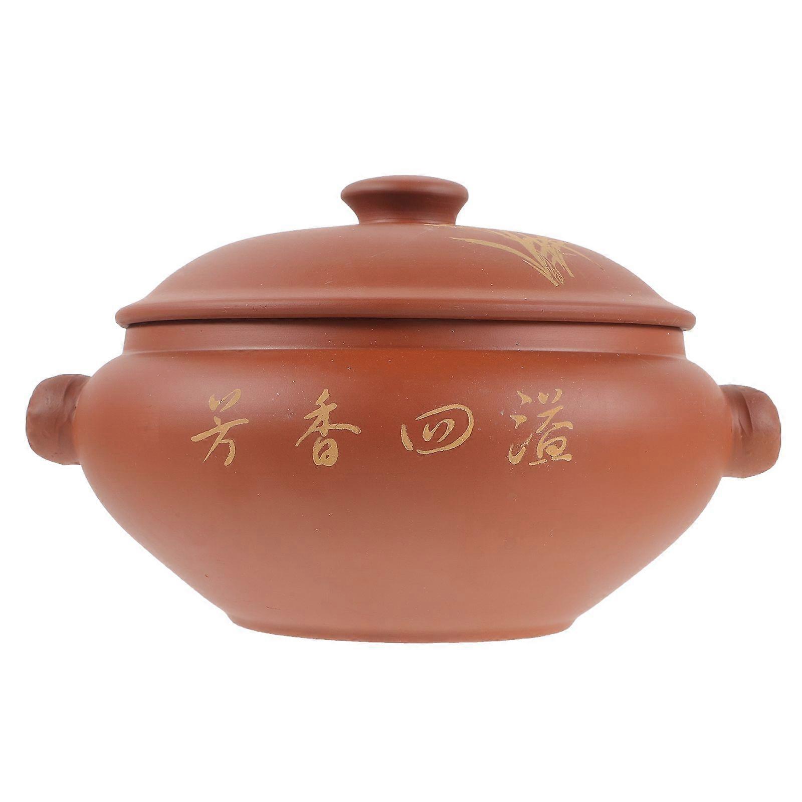 Ceramic Steam Cooker Casserole Stockpot Food Steaming Pot for Stew Chicken Soup