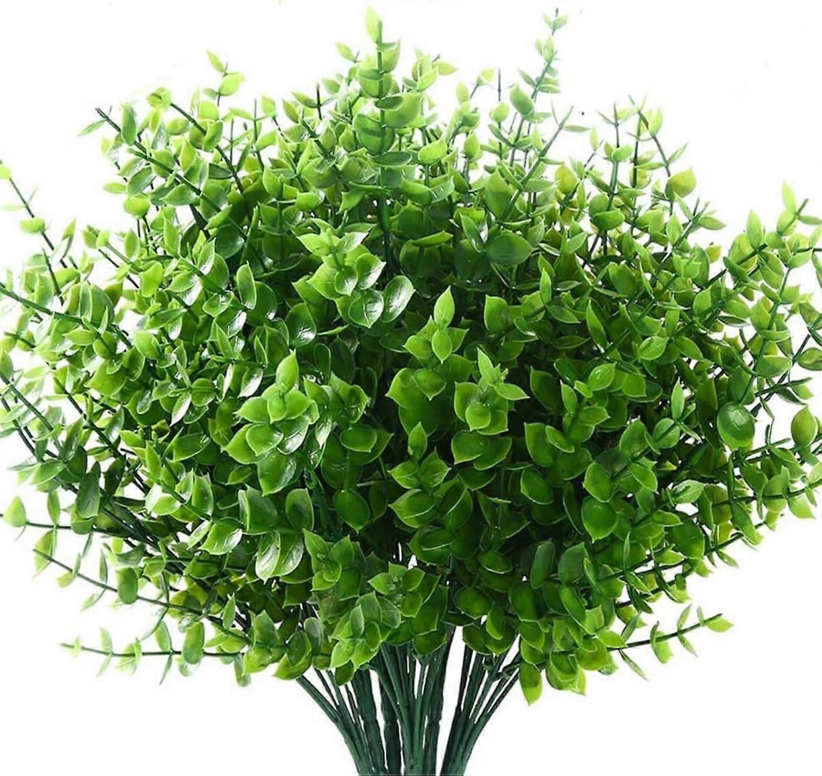Artificial Plants 10pcs Fake Eucalyptus Bundle Realistic Flexible Stems for Home Wedding Decor