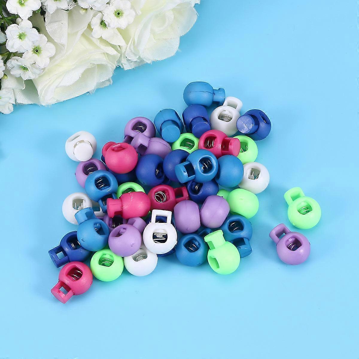 Plastic Cord Lock Double Hole Spring Buckle for Rope Fixed Use 60Pcs