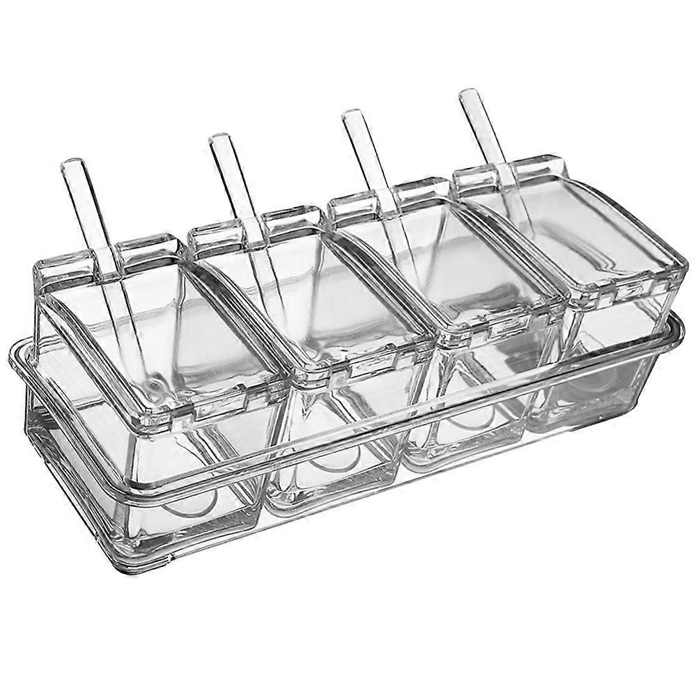 Acrylic Seasoning Box with Spoon for Condiment Storage 1Set