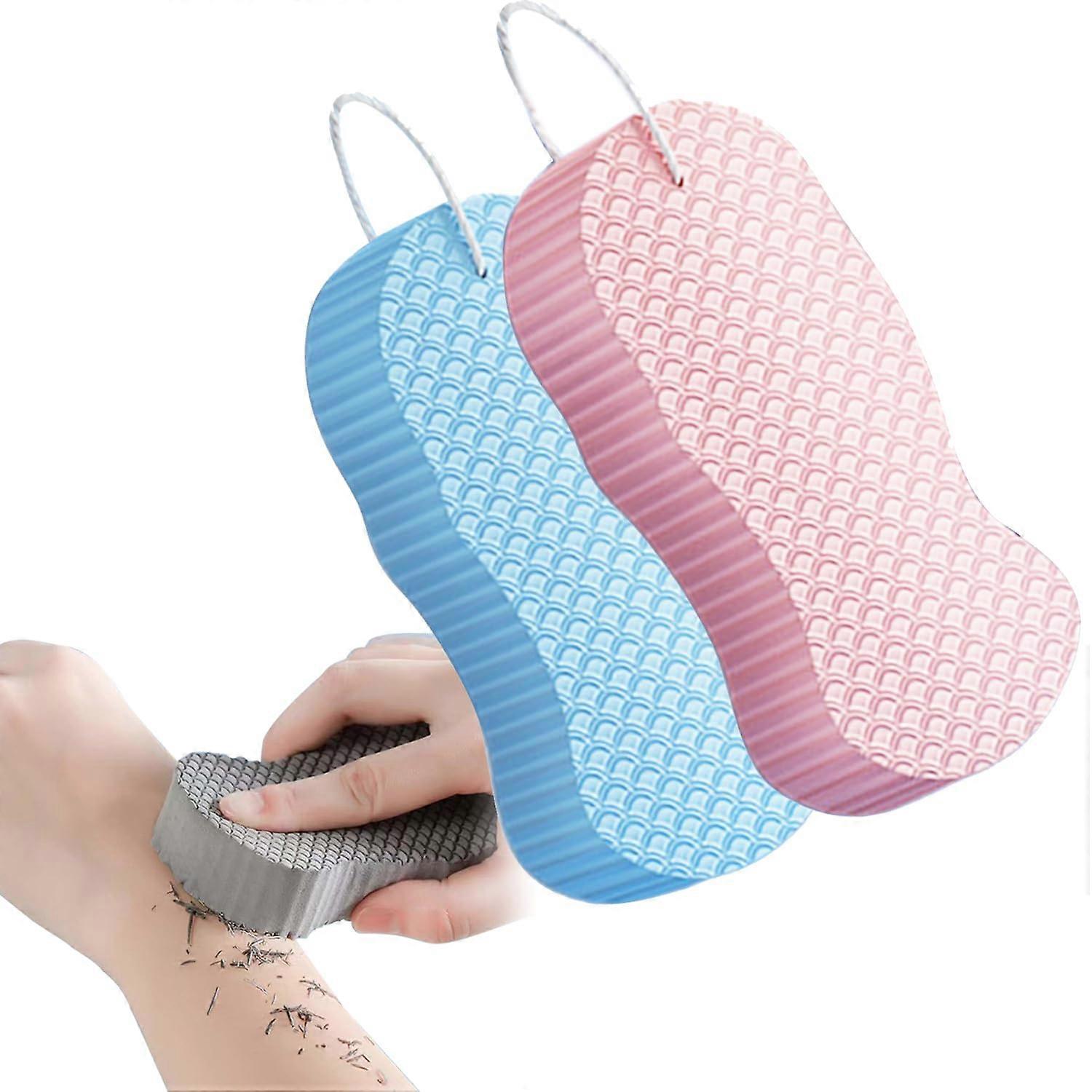 Magic Exfoliating Bath Sponge Set 2 Pack Soft Body Scrubber for Gentle Skin Exfoliation