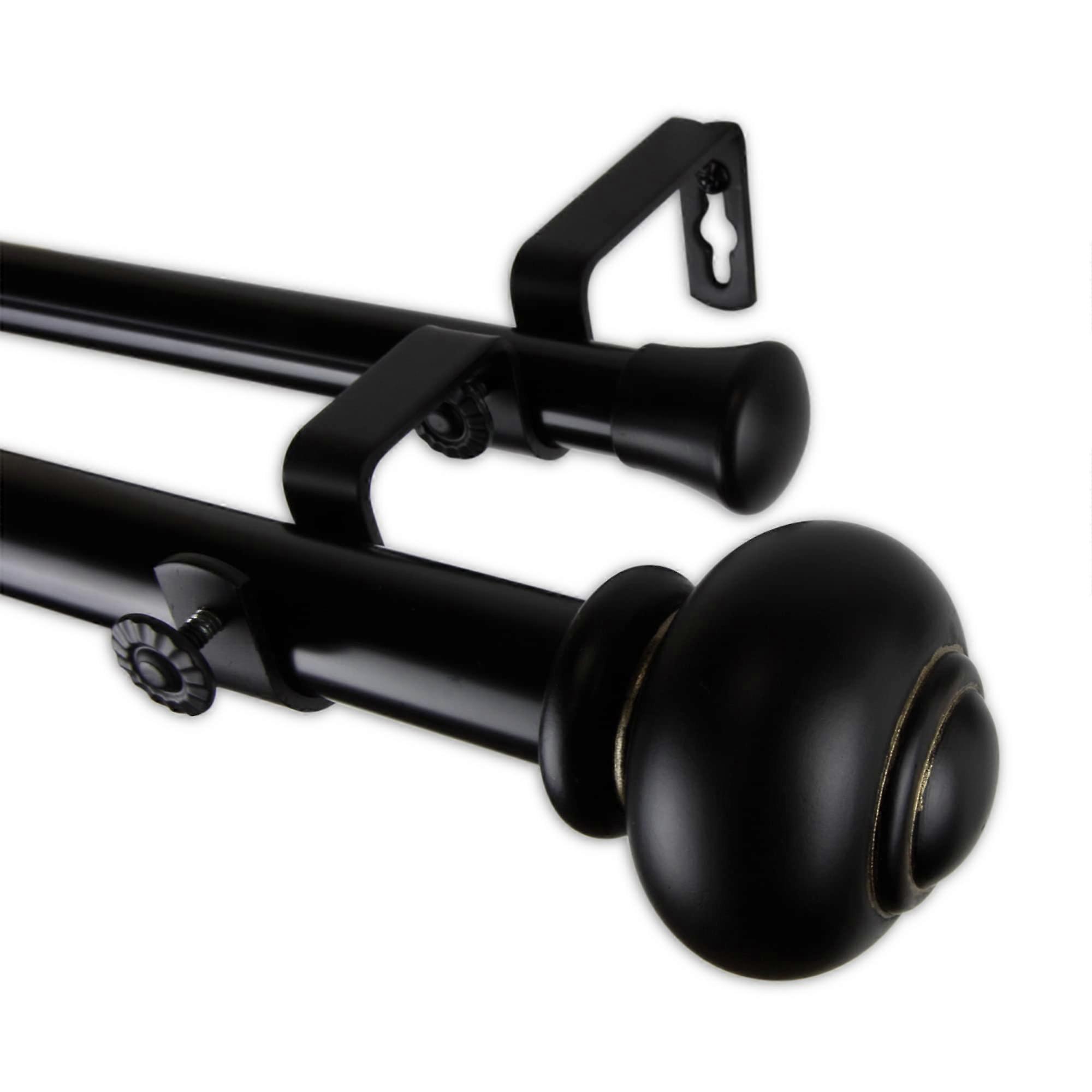 Adjustable Black Double Curtain Rod 4884 Inch with Durable Construction for Windows