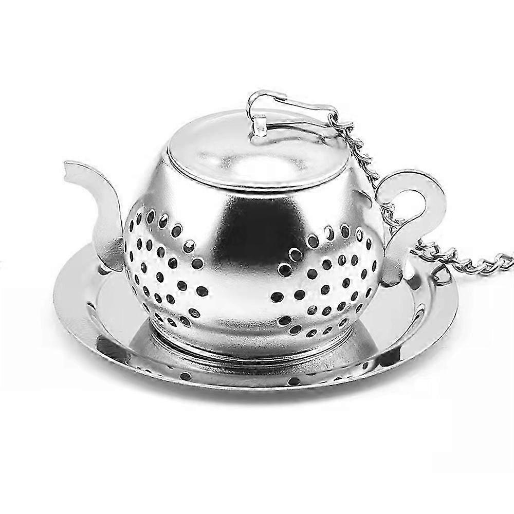25-26 Silver Teapot Pattern Leaf Tea Infuser with Durable Encrypted Mesh Design for Coffee Leaf Tea or Mulling Spices