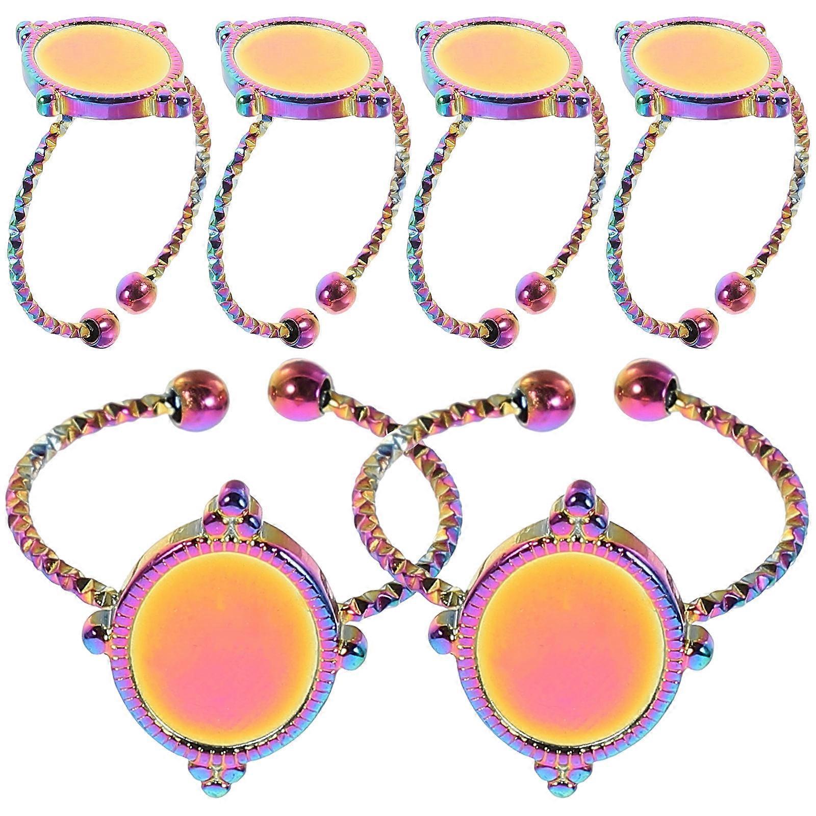 Stainless Steel DIY Ring Blanks Adjustable Ring Blanks for Decoration 6Pcs