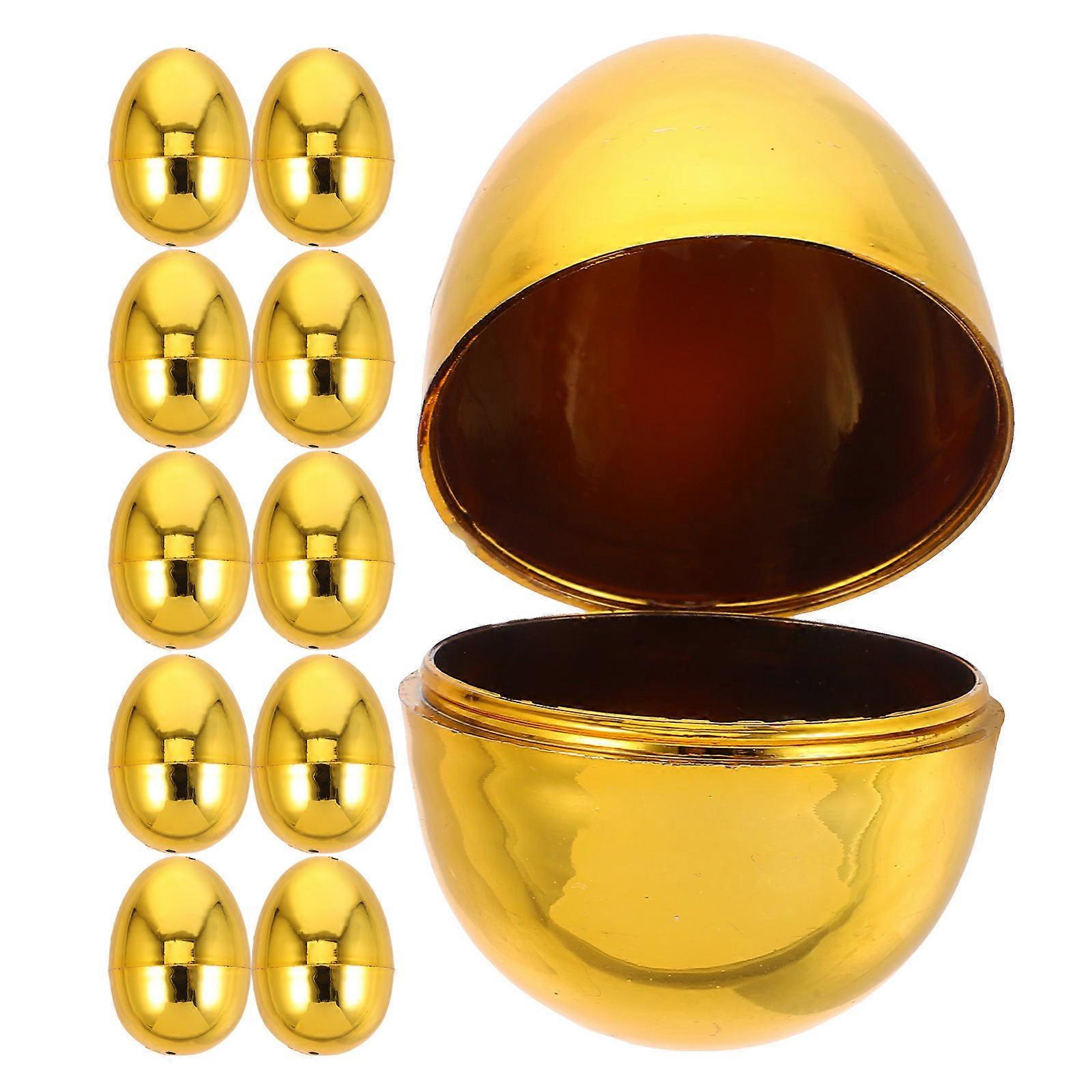 Golden Plastic Easter Eggs for Storage 12Pcs Fillable Easter Basket Stuffer