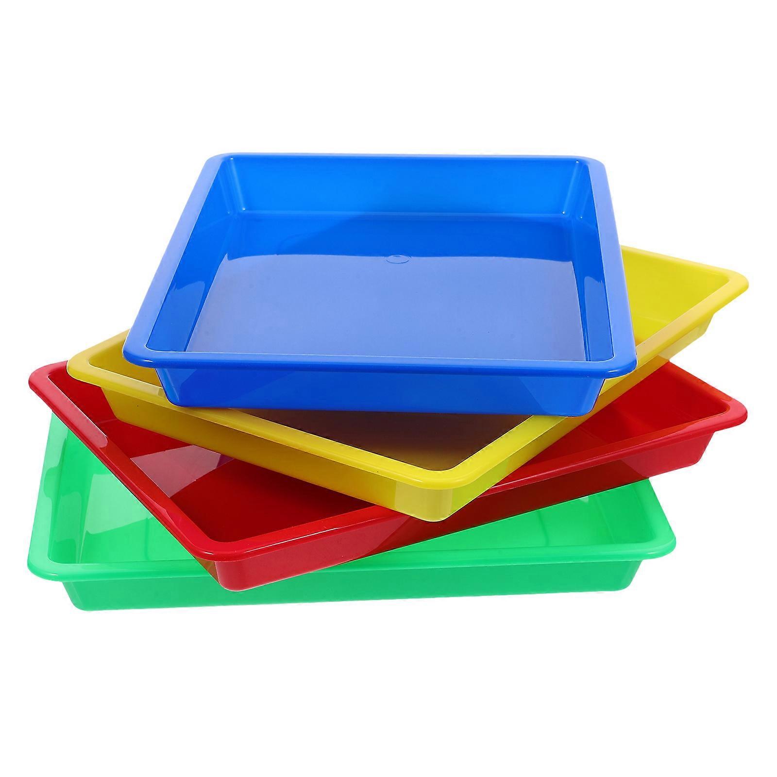 Assorted Color Plastic Tray 4Pcs for Crafts and Kids Organizing Needs