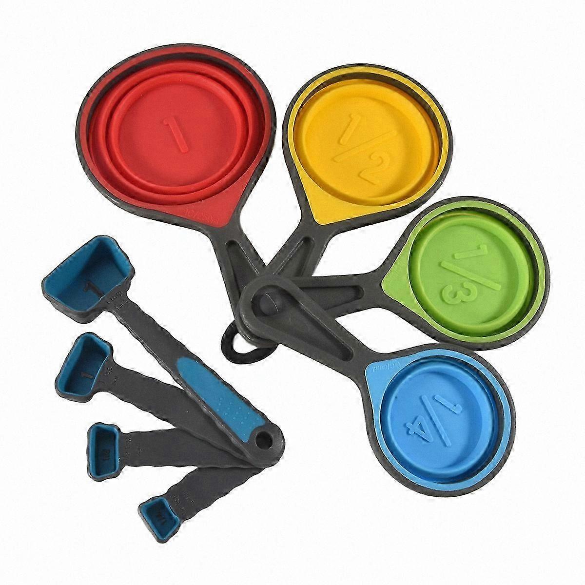 Foldable Silicone Measuring Cups and Spoons Set for Baking Cooking