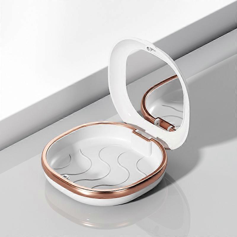 1 portable mirror teeth holder box, denture storage box, buckle storage box