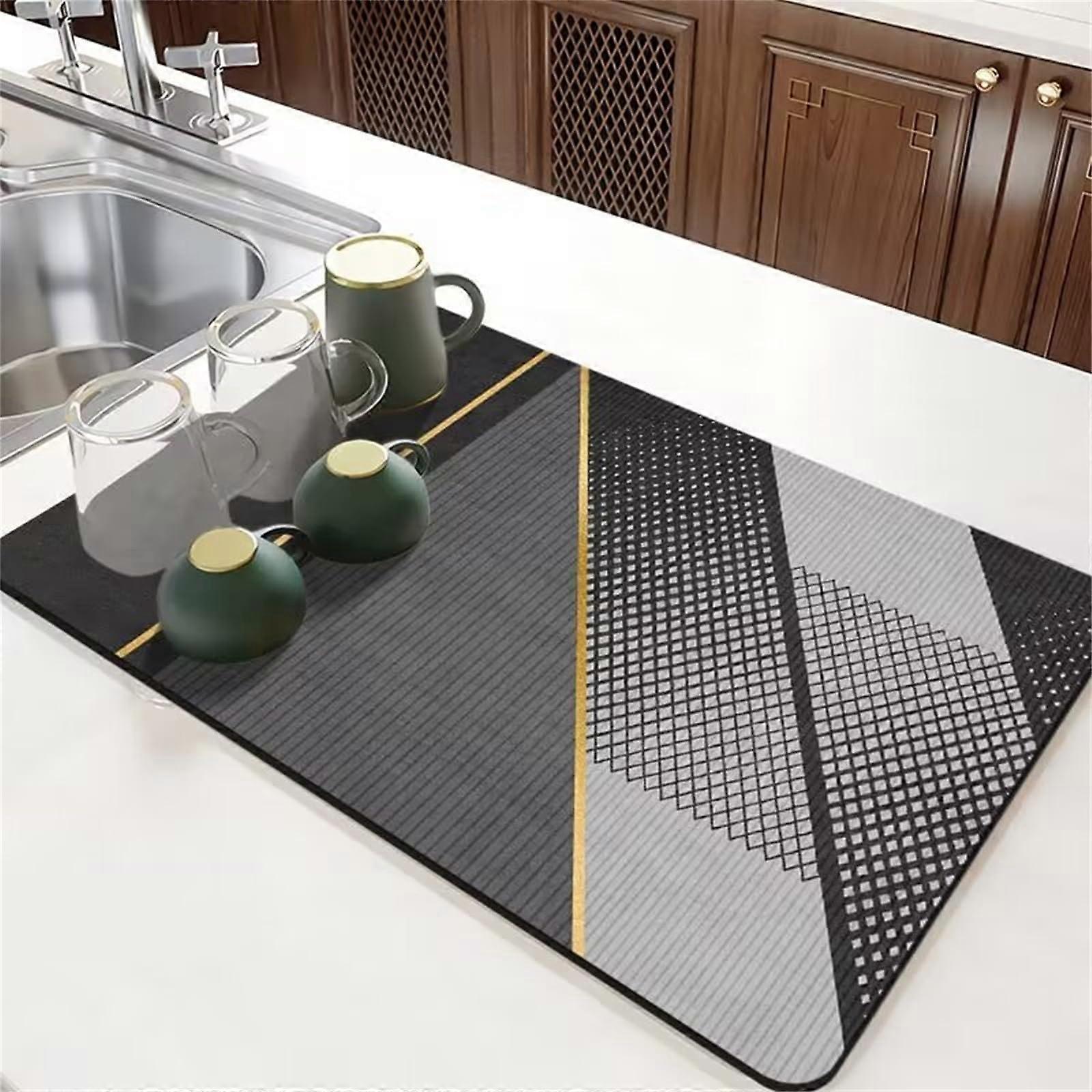 Large Absorbent Dish Drying Mat for Kitchen Counter, Quick Dry NonSlip Coffee Maker Mat 40x60cm