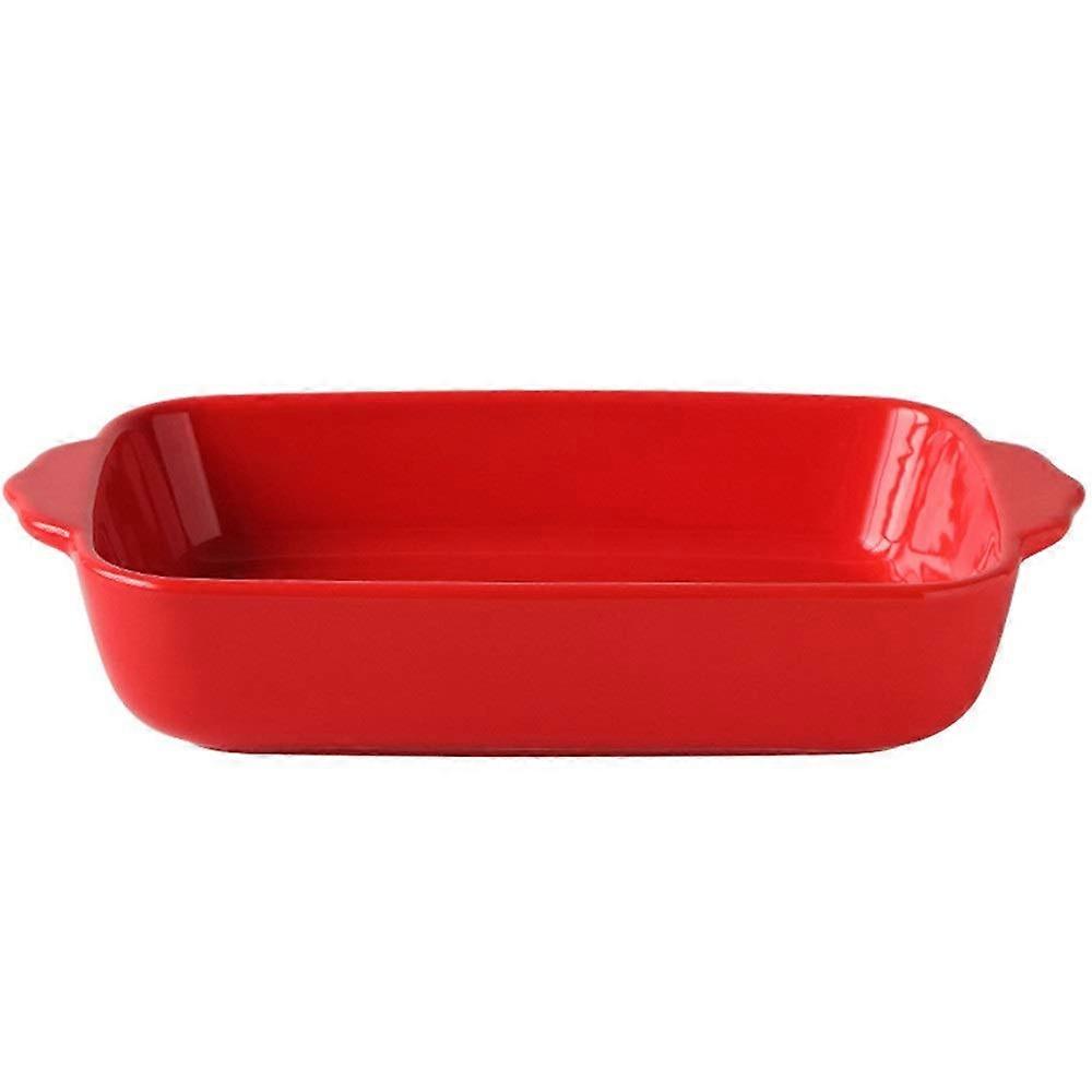 Ceramic Baking Dish Set of 2 Rectangular Oven Safe Lasagna Pan with EasyHold Handles for Serving