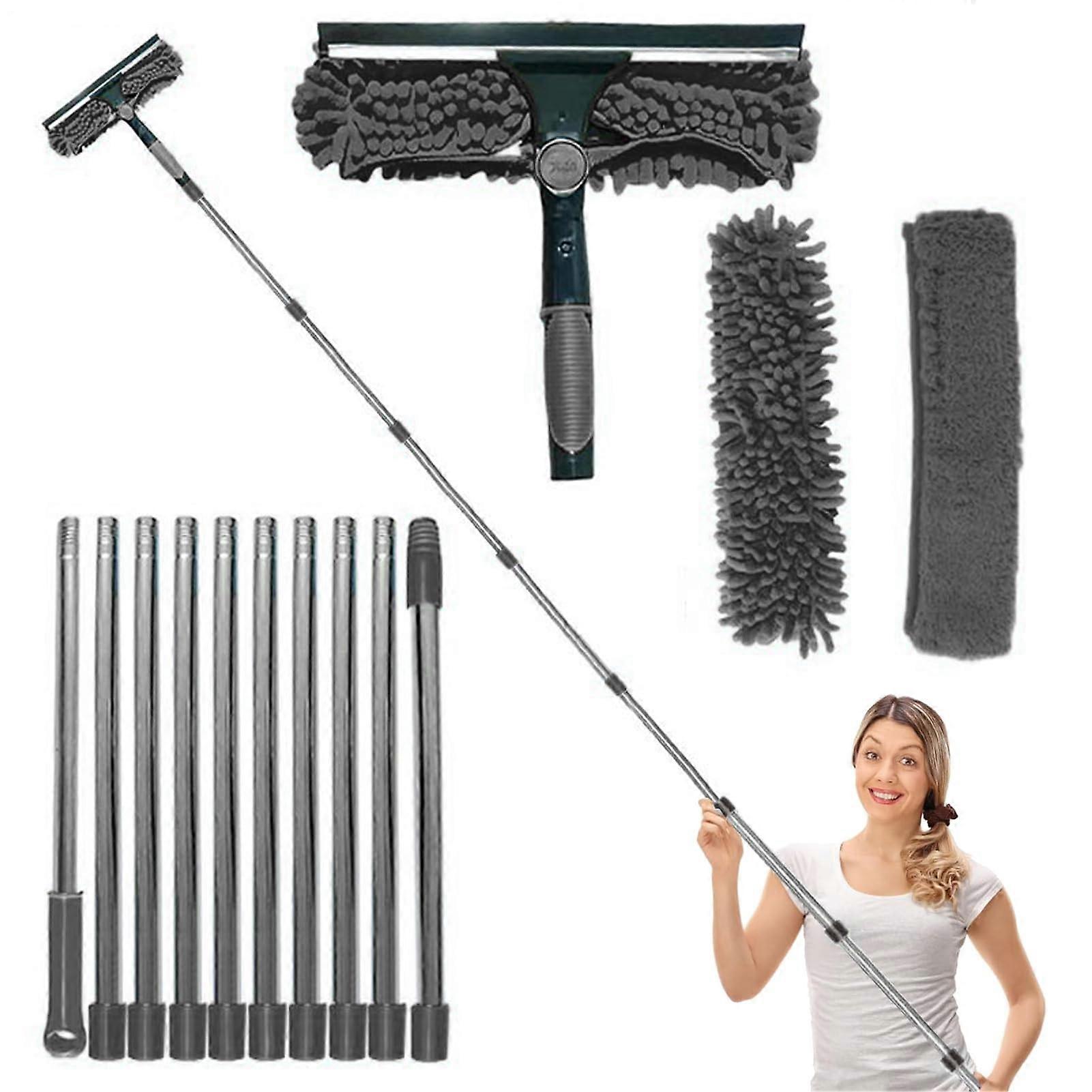 Ceiling Fan Duster with Telescopic Long Reach, Extendable Cobweb Cleaner for  Ceilings, Grey