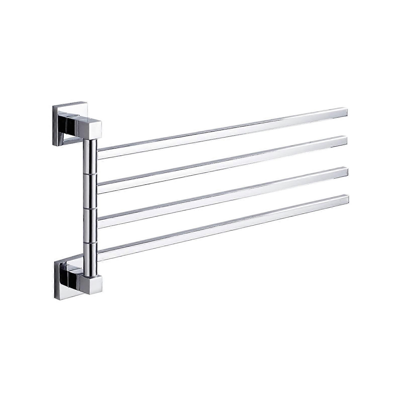 Stainless Steel Wall Mounted Towel Rack with 4 Rotatable Bars for Space Saving Bathroom Storage