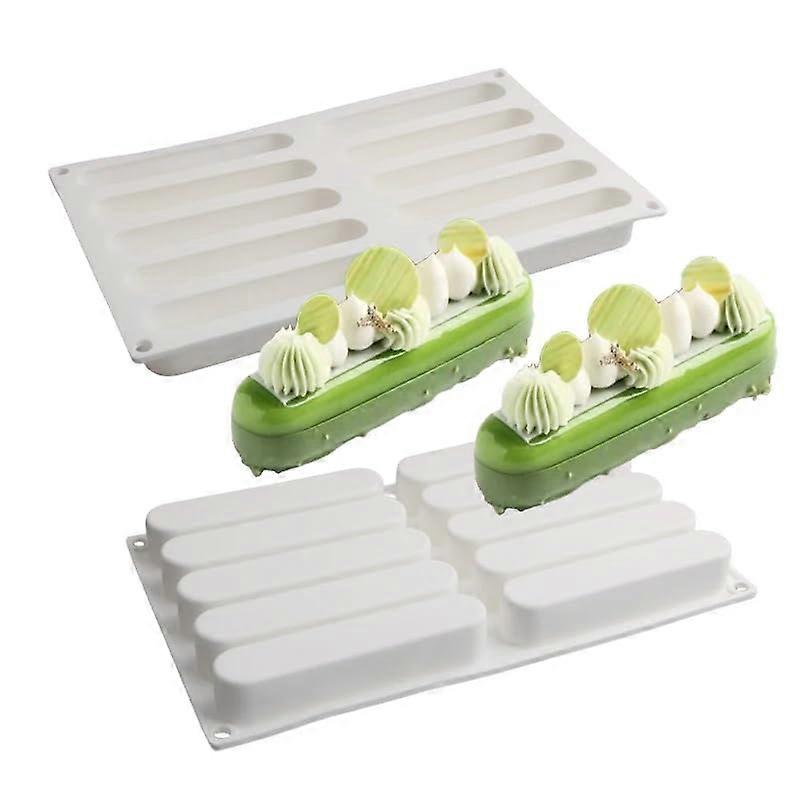 10 Cavity Silicone Cake Mold for Precise Dessert Shaping, Long Strip Mousse and Eclair Baking