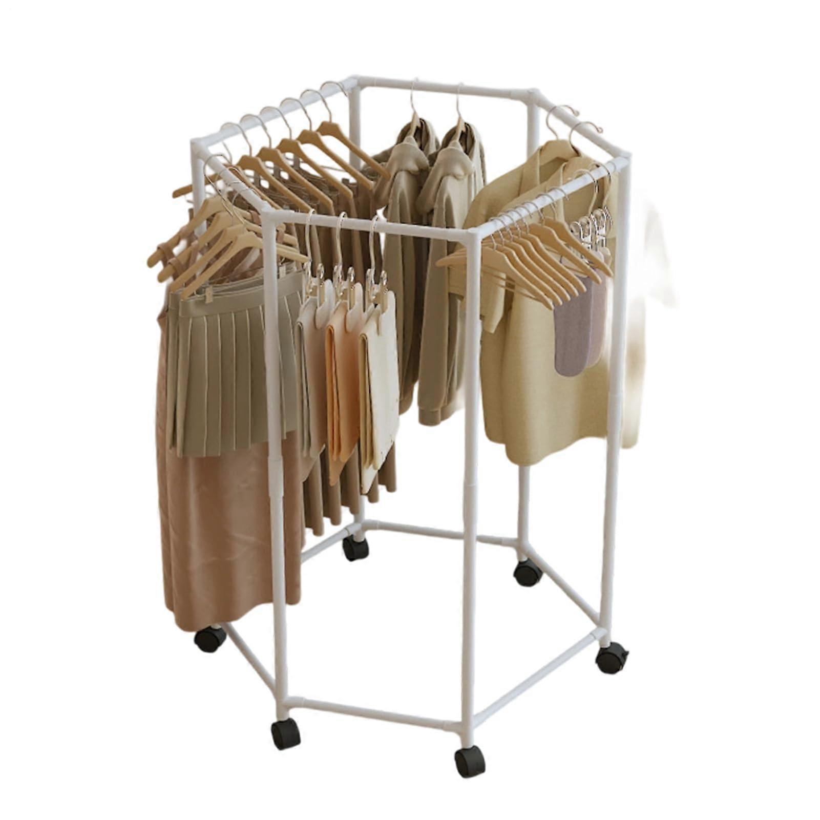 Clothes Drying Rack Hexagonal MultiTier Foldable Stand for Towels Blankets Coats 47.24in White