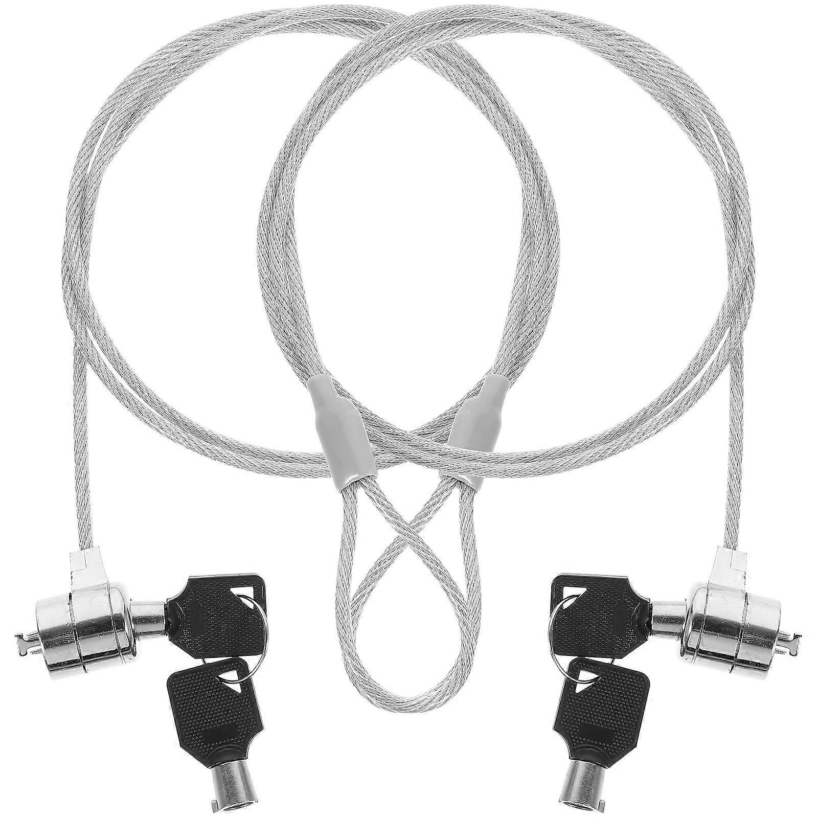 2 Sets Laptop Locking Cable Keyed Cable Lock Security Hardware Lock for Outdoor
