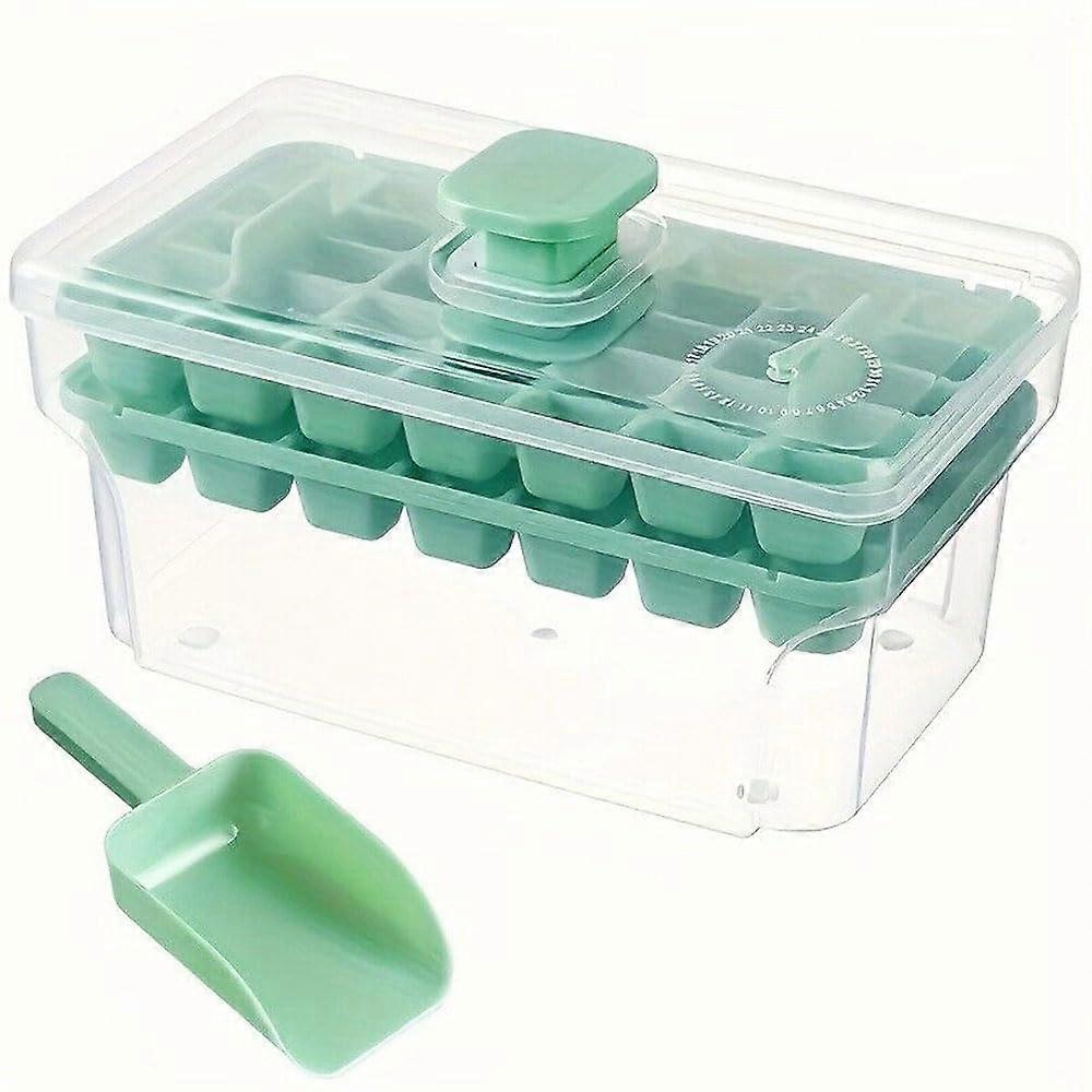 68Grid Ice Cube Maker with Lid, Large Capacity Quick Release Tray for Parties (Green)