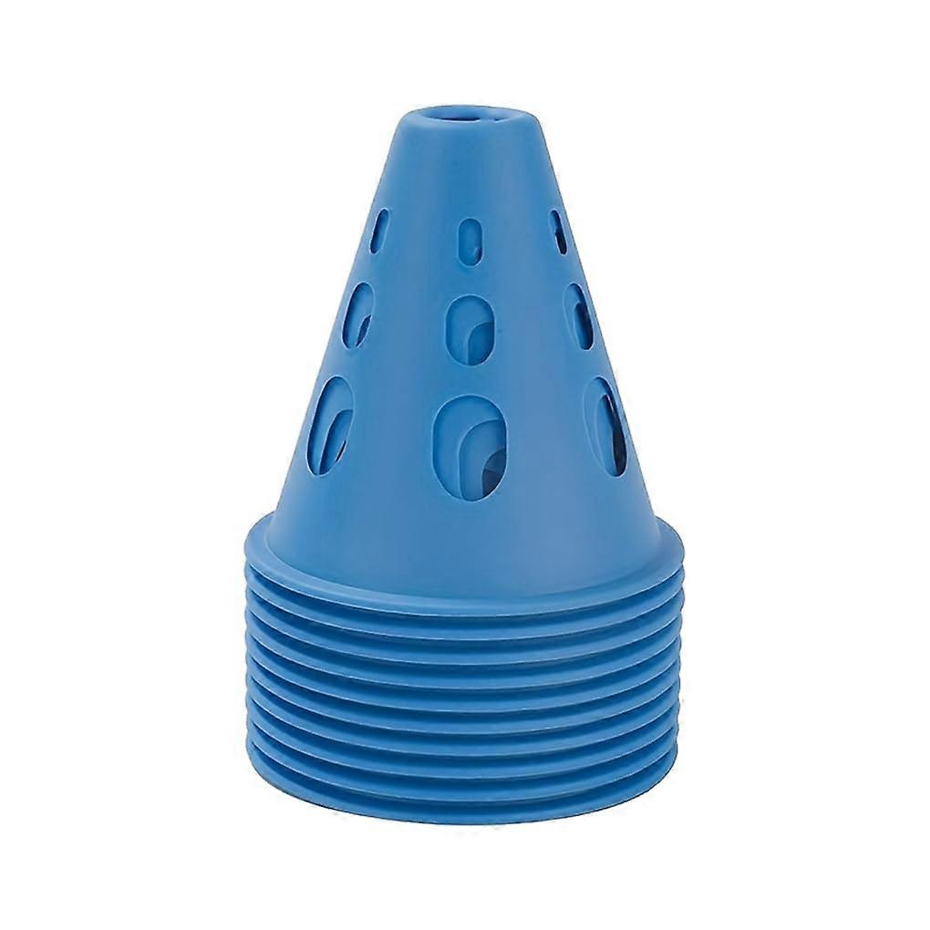 10pcs Blue Plastic Training Cones with Windproof Stability and Stackable Design for Sports