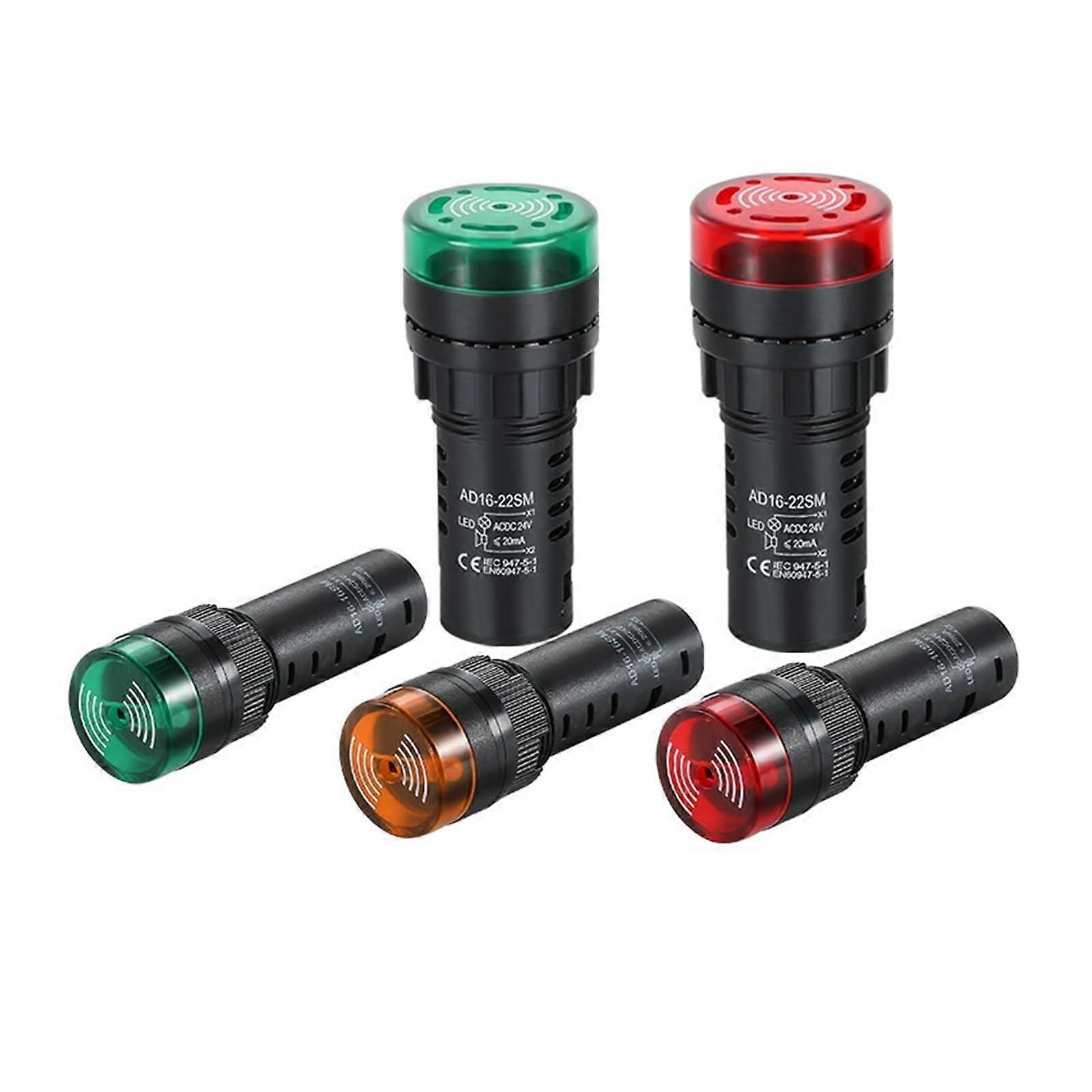 Industrial Warning Buzzer with Green LED Indicator Light, Loud Flash Alarm for Control Box AC/DC