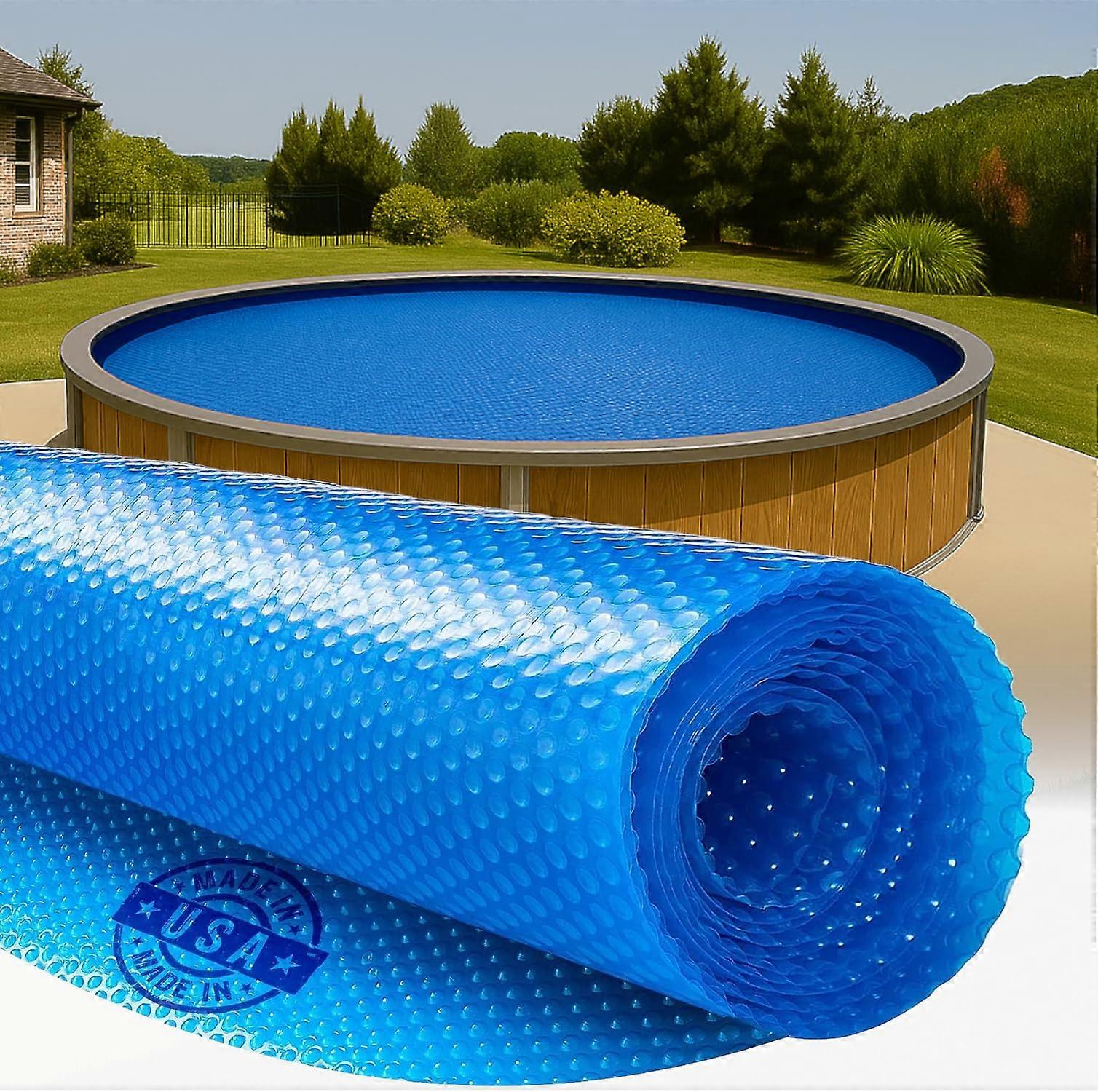 12 Foot Round Solar Pool Cover Blue Bubble Design for Efficient Heating and Debris Protection