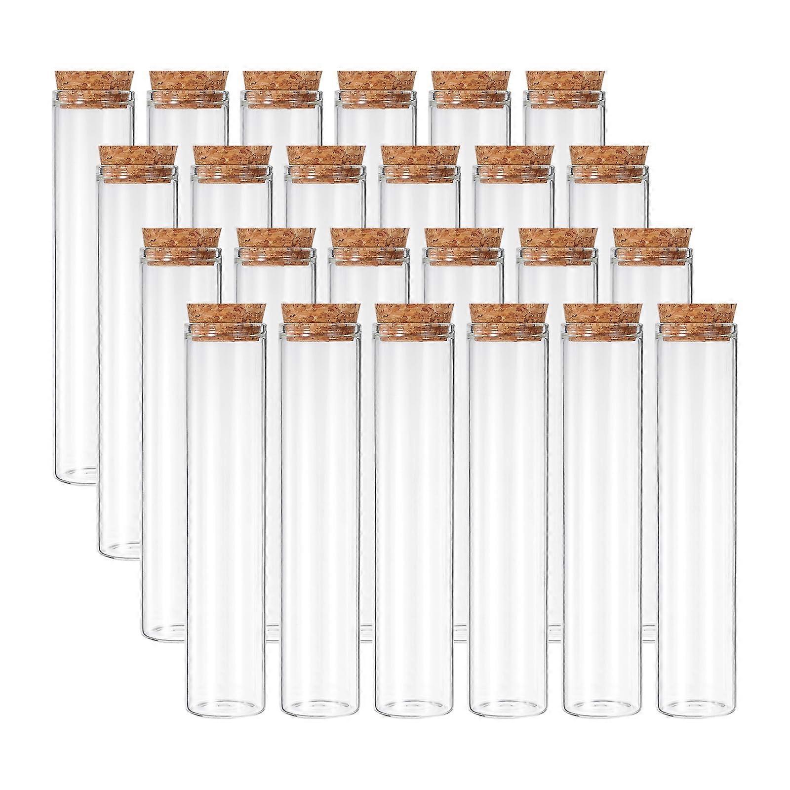 80ml Glass Test Tubes with Cork Stopper, 24pcs Clear Flat Bottom Borosilicate Containers for Storage and Experiments