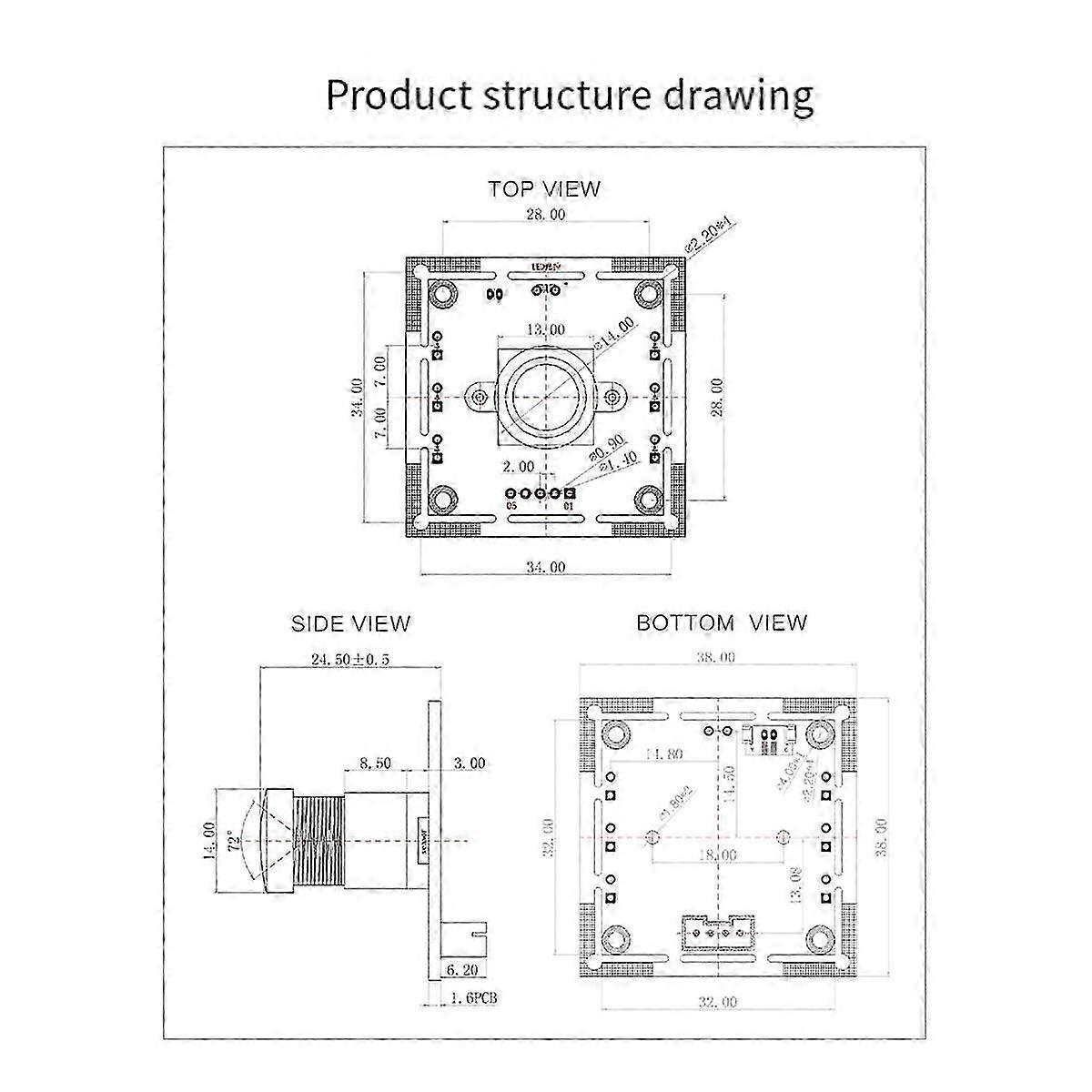 720P Camera Module 100No Distortion OV9732 Module 1MP compatible Android Linux Windows UVC OS