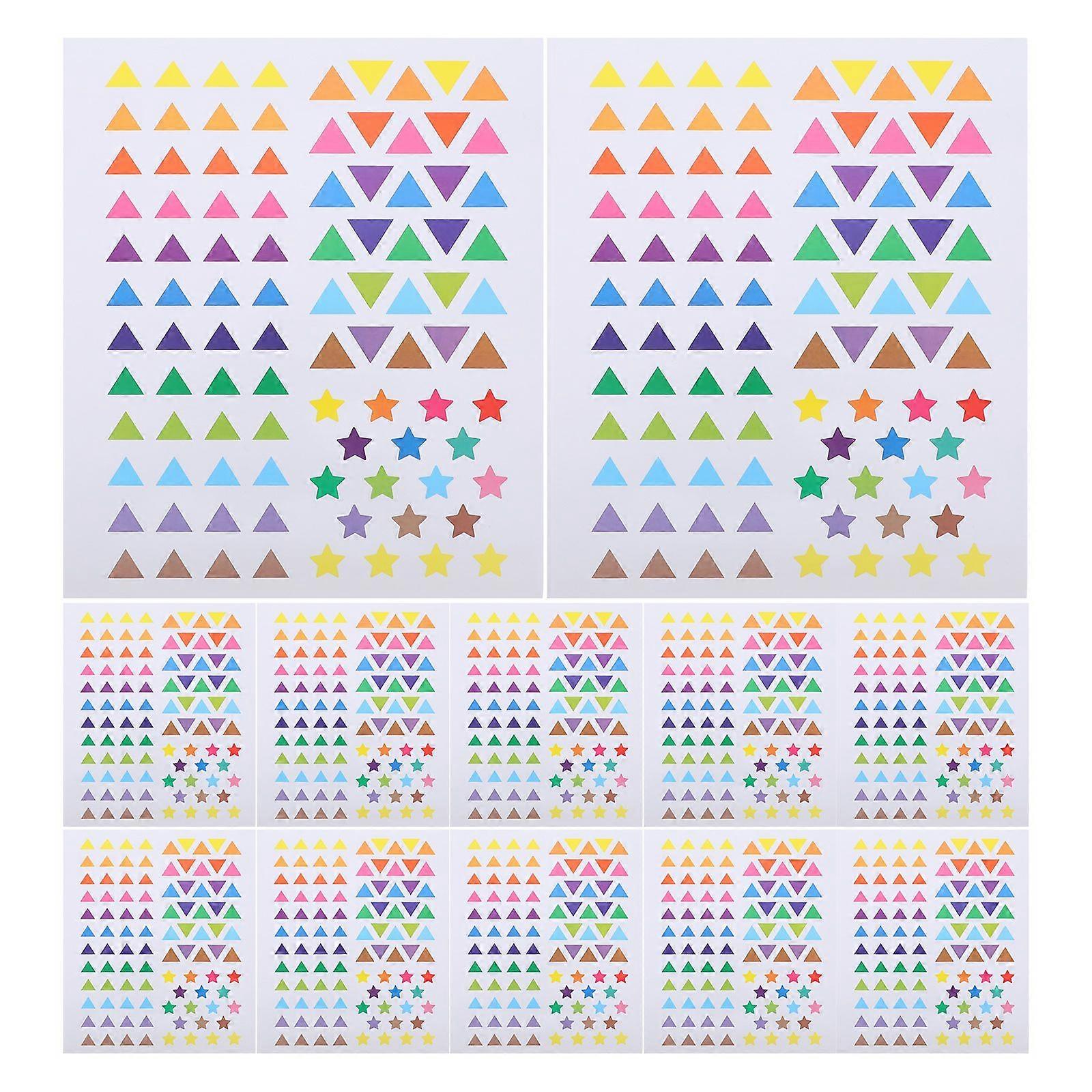 30Sheet Color Coding Stickers: Star and Triangle Shaped Map Location Markers Location Sticker - Self Adhesive Indicator Labels - Map Pointer Decals