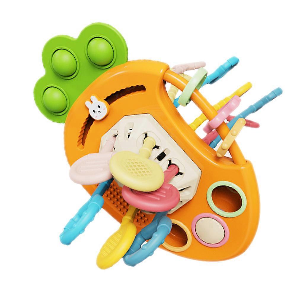 Baby Pull Toy Carrot Fun Fine Motor Interactive Pull String Toy for Kids
