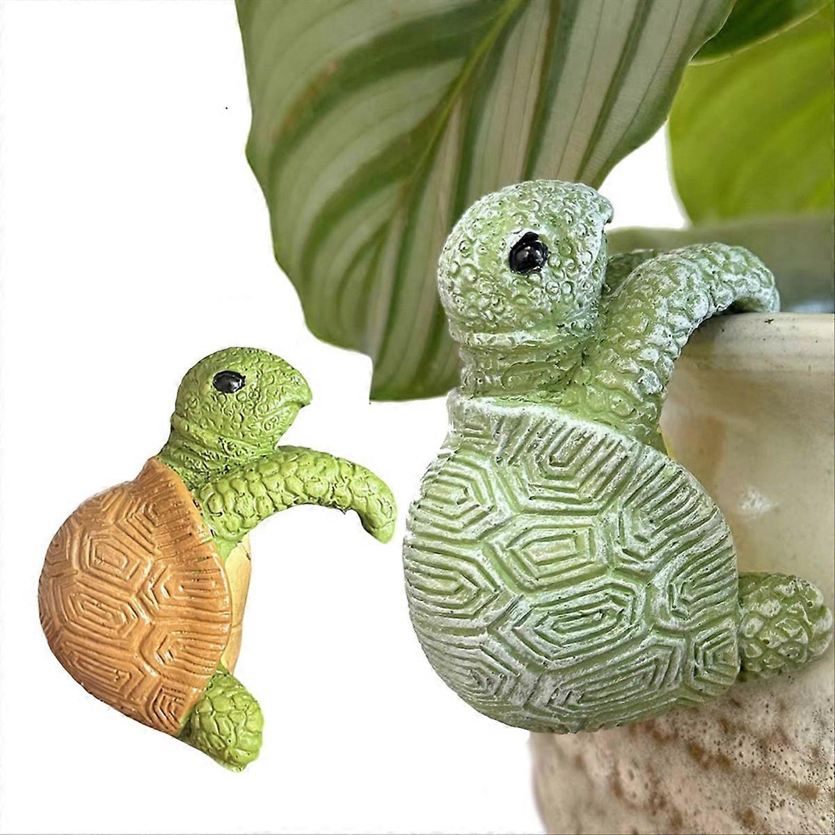 2Pcs Turtle Figurines Plant Pot Hang Decor