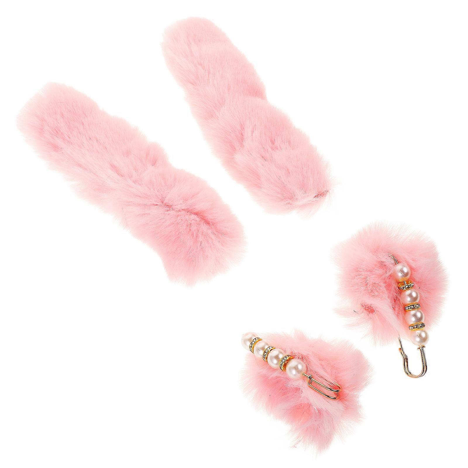 Warm Pink Hole Shoe Back Heel Straps Plush Replacement 1Set