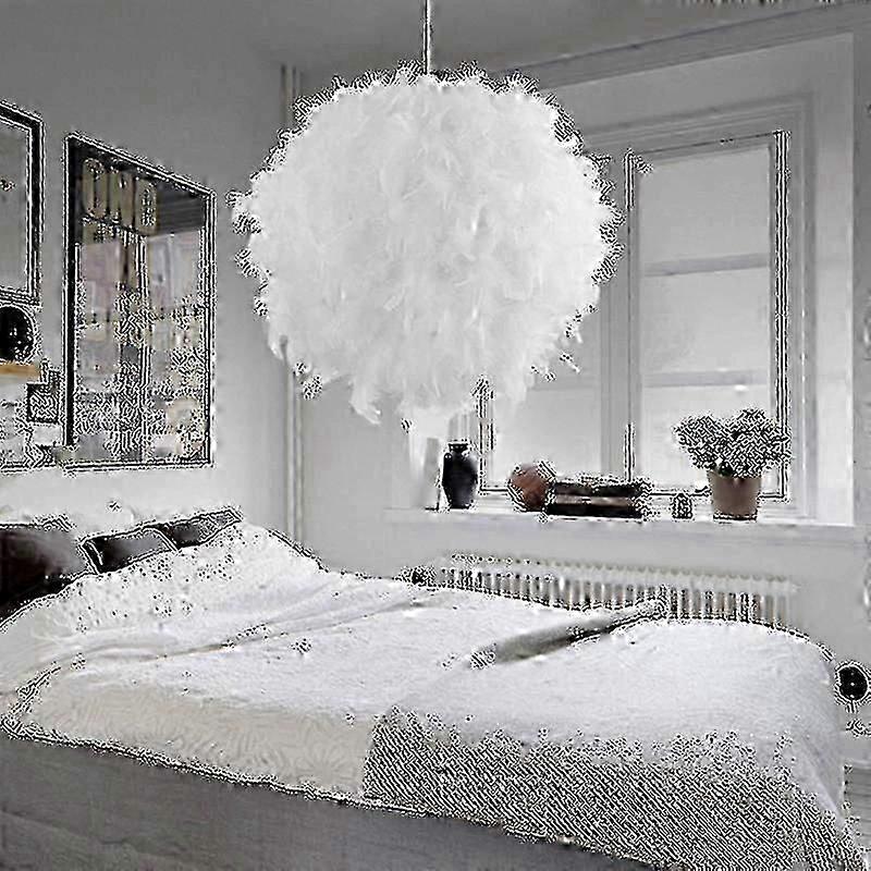 White Feather Ceiling Lamp Pendant Non-electric Shade with Reducing Ring - 30cm