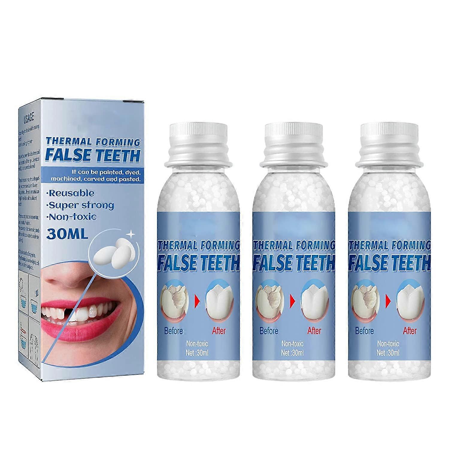 Temporary Tooth  Kit 3pcs for Broken or Missing Teeth with Quick Denture Fix and Easy Home Use