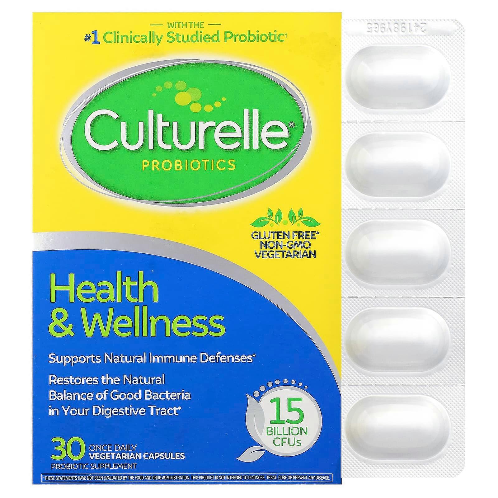Culturelle, Probiotics, Health & Wellness, 15 Billion CFUs, 30 Once Daily Vegetarian Capsules