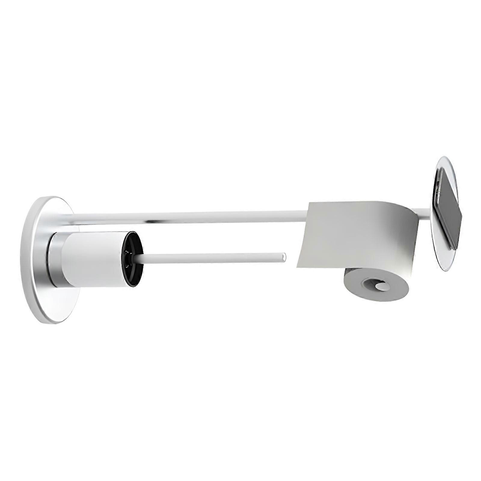 Strong Rustproof Bathroom Accessory With Expanded Paper Stand Feature And Included Cleaning Implement  Silver