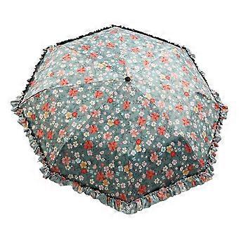 Paraplu met bloemenprint en zonbescherming, lichtgewicht ontwerp voor buiten en dagelijks gebruik, wit.