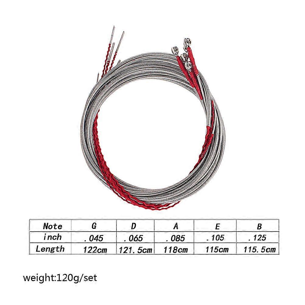 Bass String 5Pcs Metal Strings for Replacement on 5 String Bass Instrument
