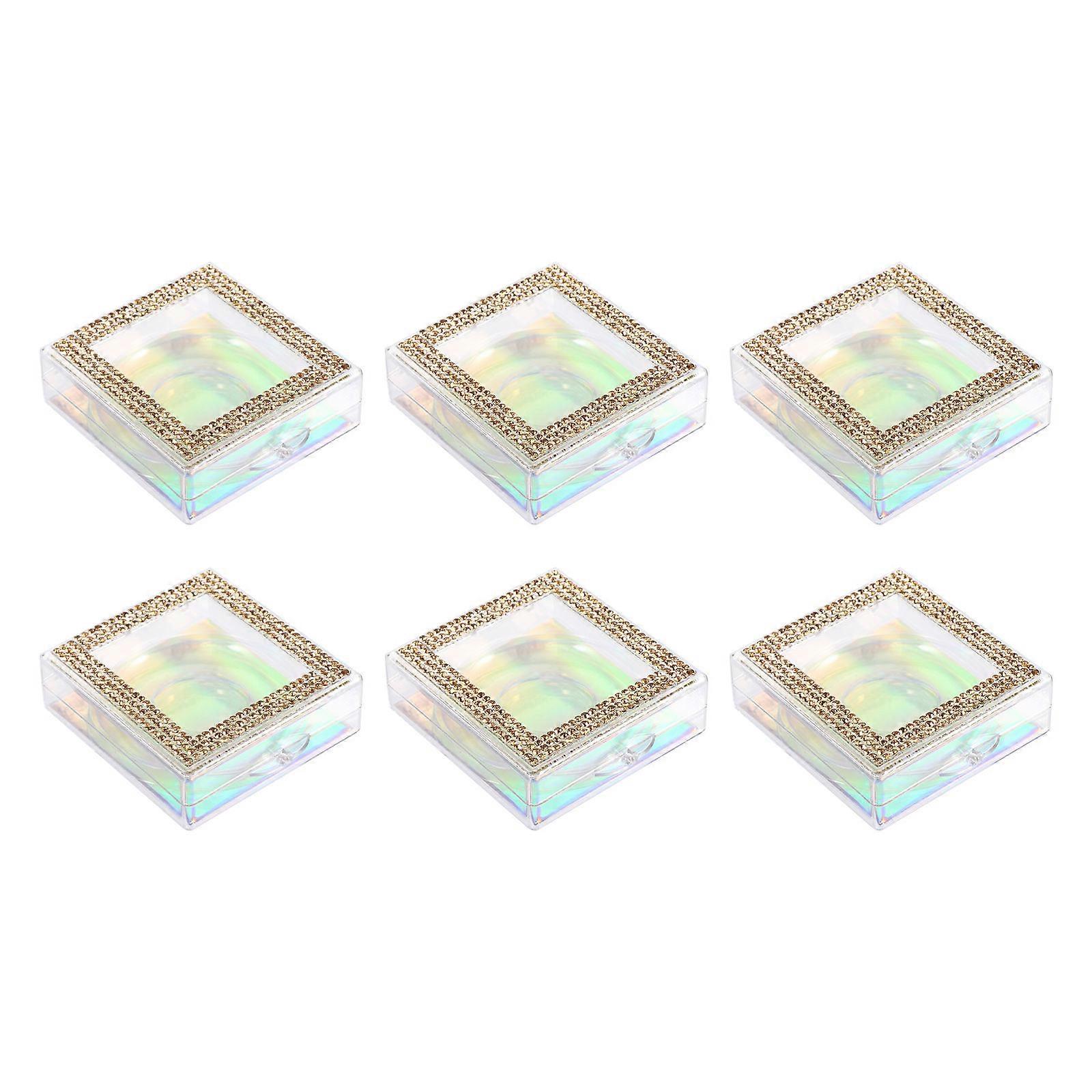 Square Glitter False Eyelash Packaging Box Plastic Storage Box 6Pcs for Storage