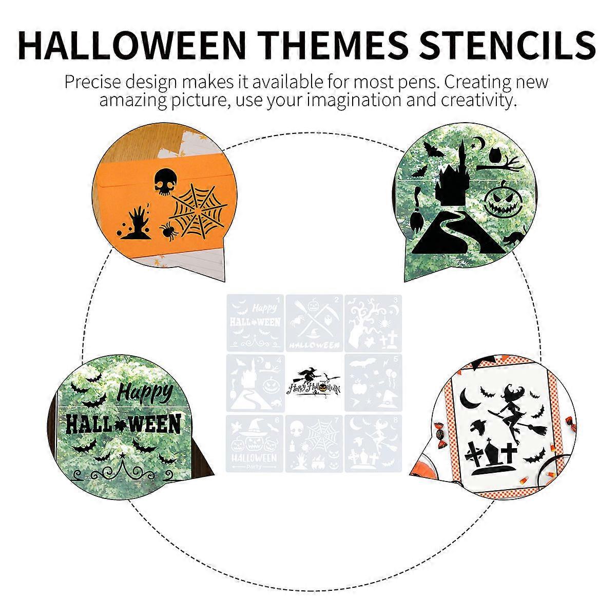 Halloween Drawing Template Stencil Set for Kid Includes 8Pcs Ghost DIY Tools
