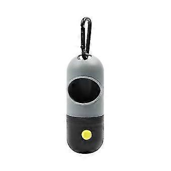 1pc Dog Poop Pickup Bag Dispenser With Led Flash For Outdoor Pet Walking (black)